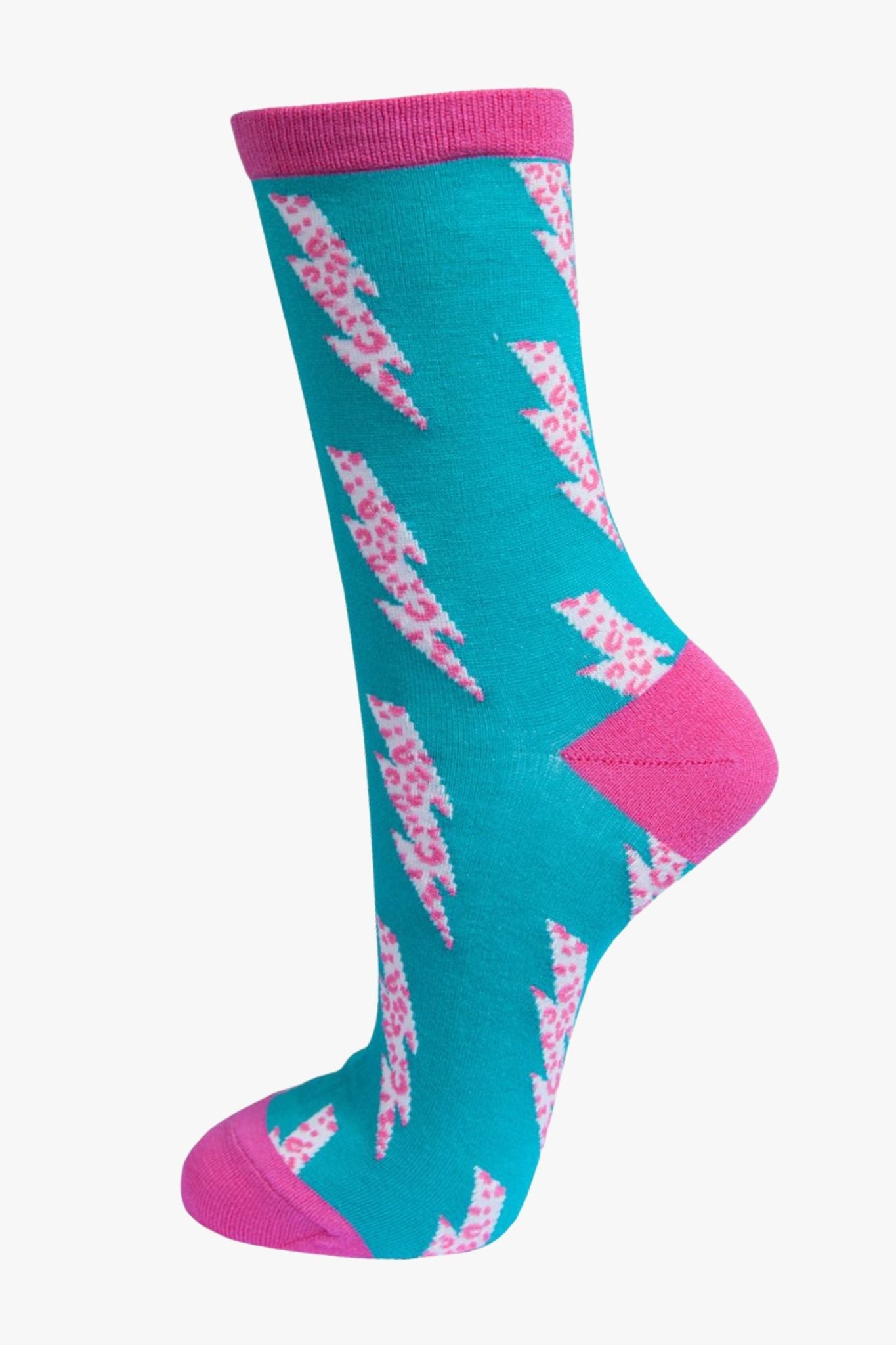 womens-socks-gift-box-pink-lightning-bolts-turquoise