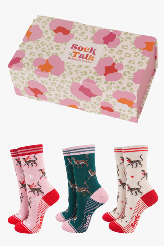 Cheetah Bamboo Socks Gift Set