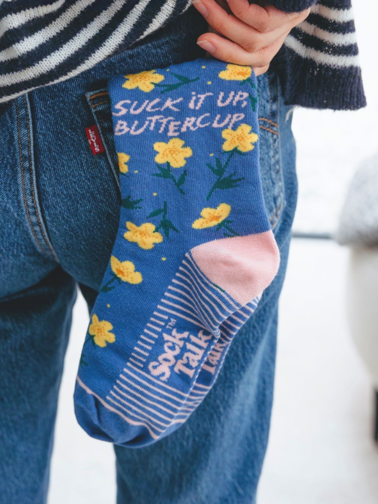 Suck-It-Up-Buttercup-Combed-Cotton-Socks-in-Blue