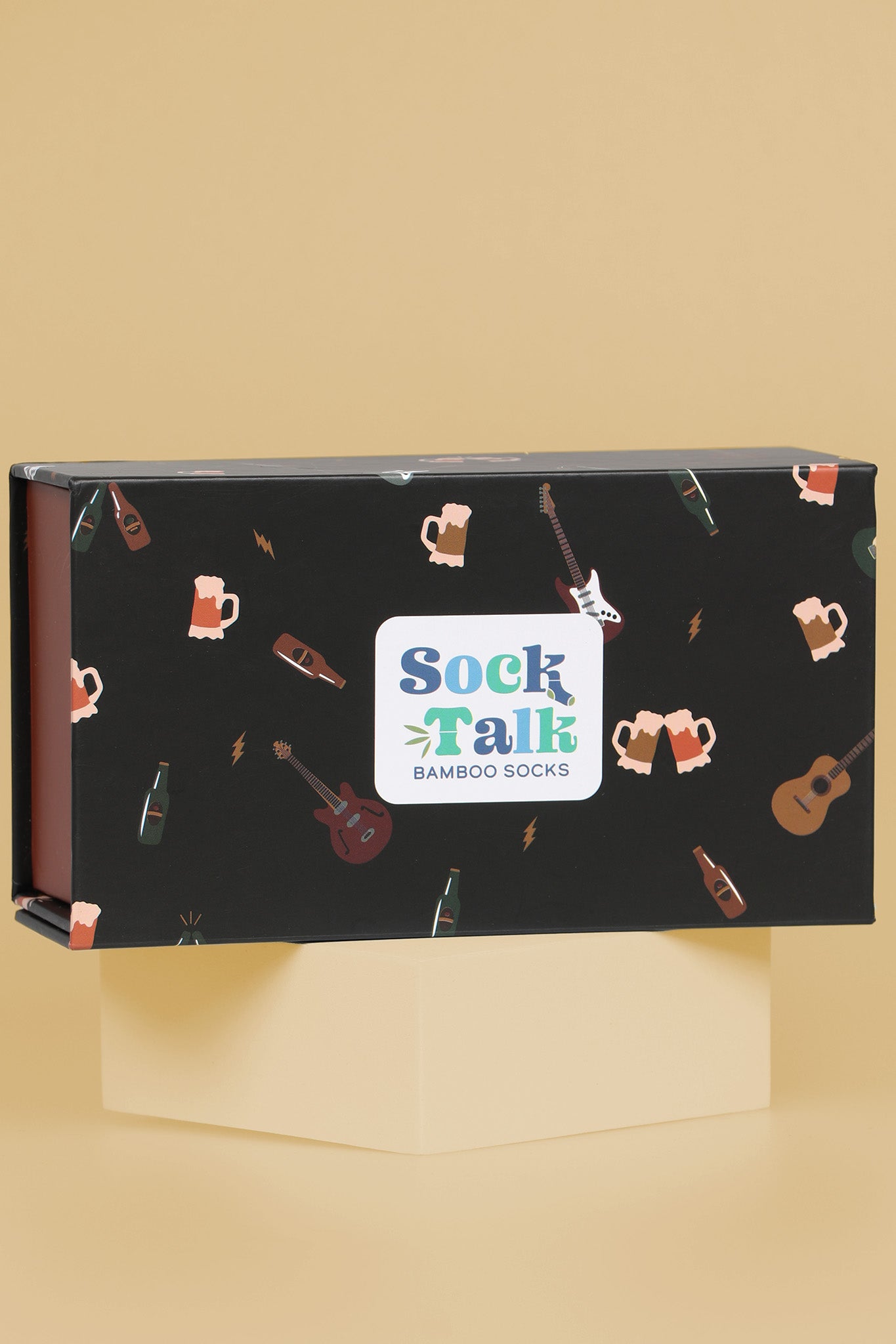 Men's Bamboo Socks Music Dress Socks Guitar Drummer Novlety Socks Gift Set Box