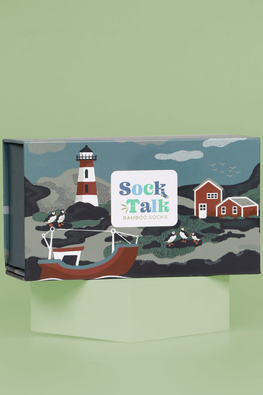 Create Your Own Gift Box - Boat Coastal Scene, EMPTY BOX