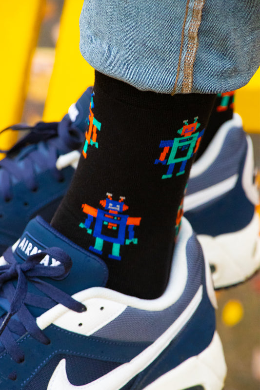 Men's Retro Robot Bamboo Socks