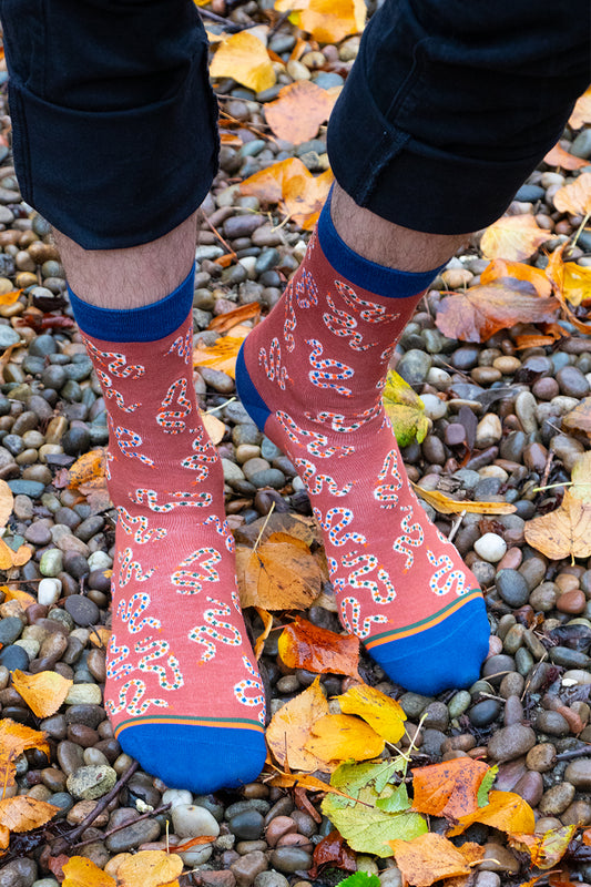 Men's Winding Snake Print Bamboo Socks