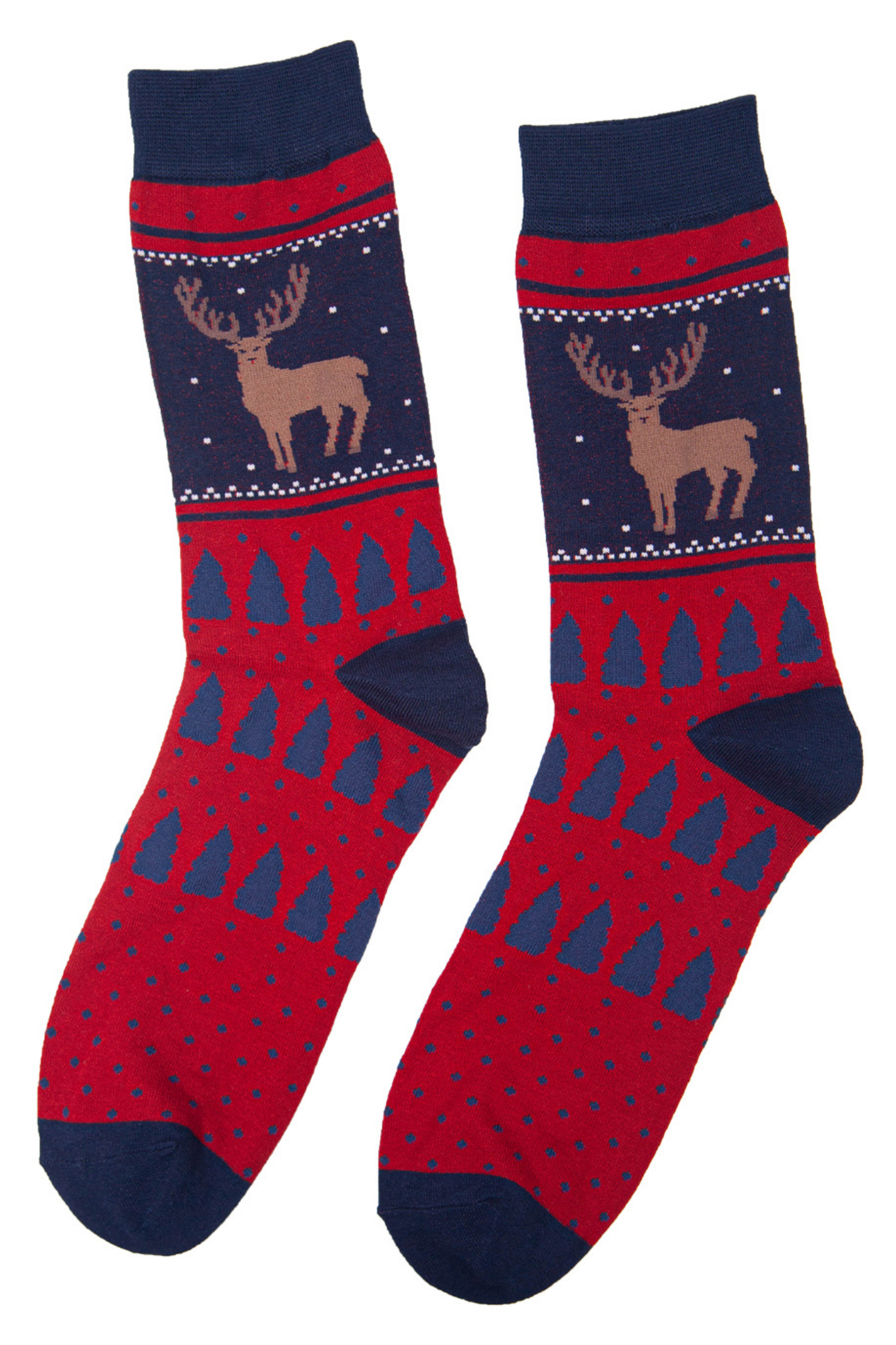 red and blue xmas stag socks for men