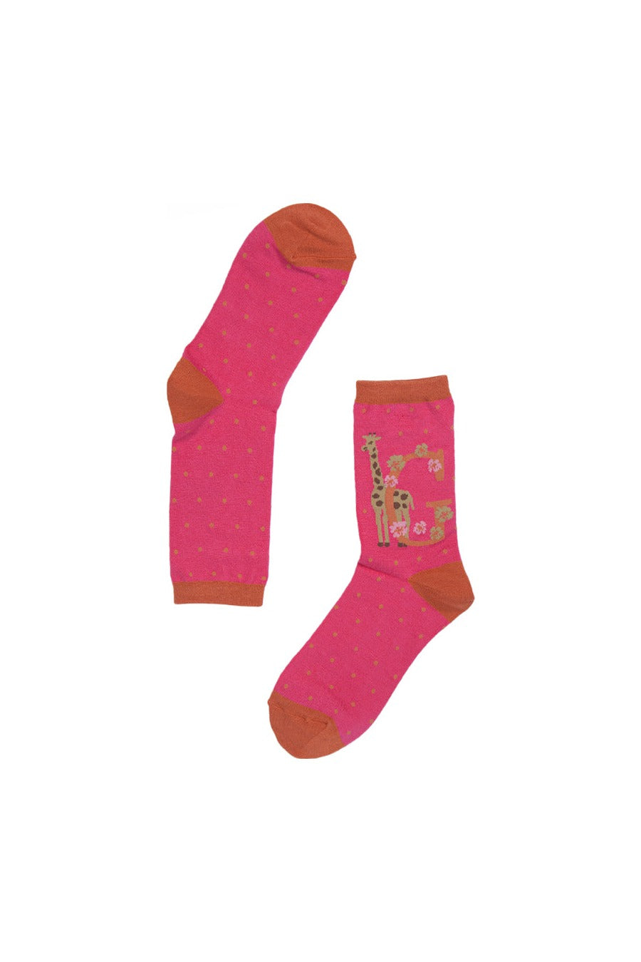 pink ankle socks with the initial G