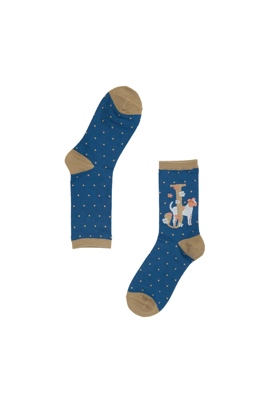 blue bamboo socks with the initial J