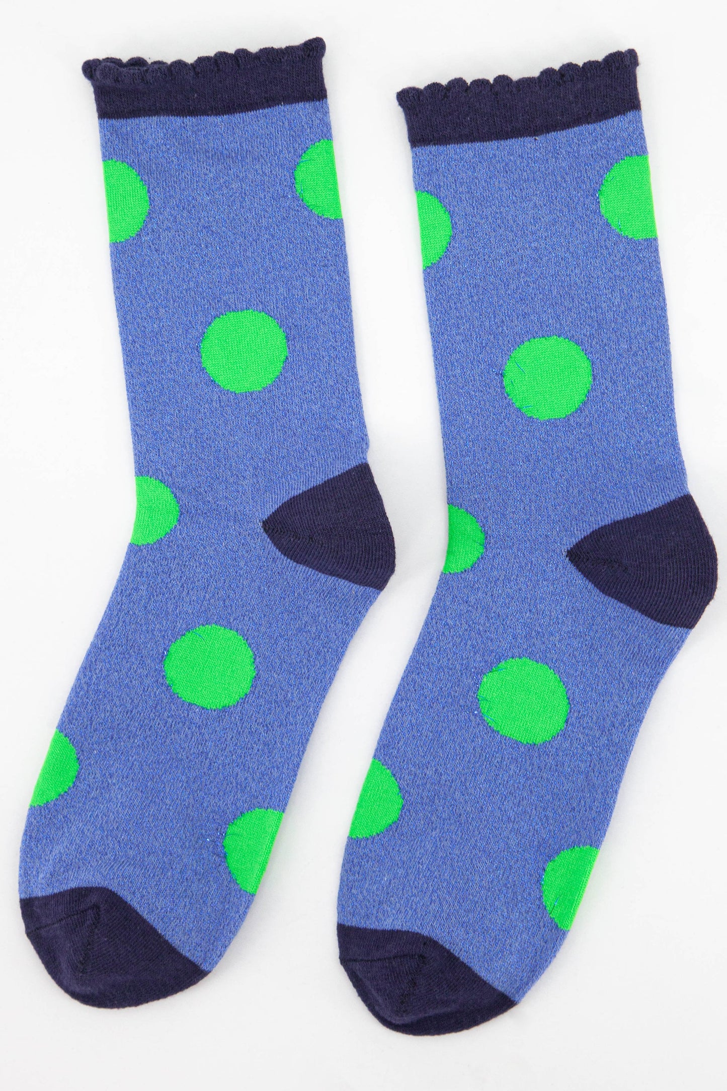 blue and green polka dot sparkly glitter socks