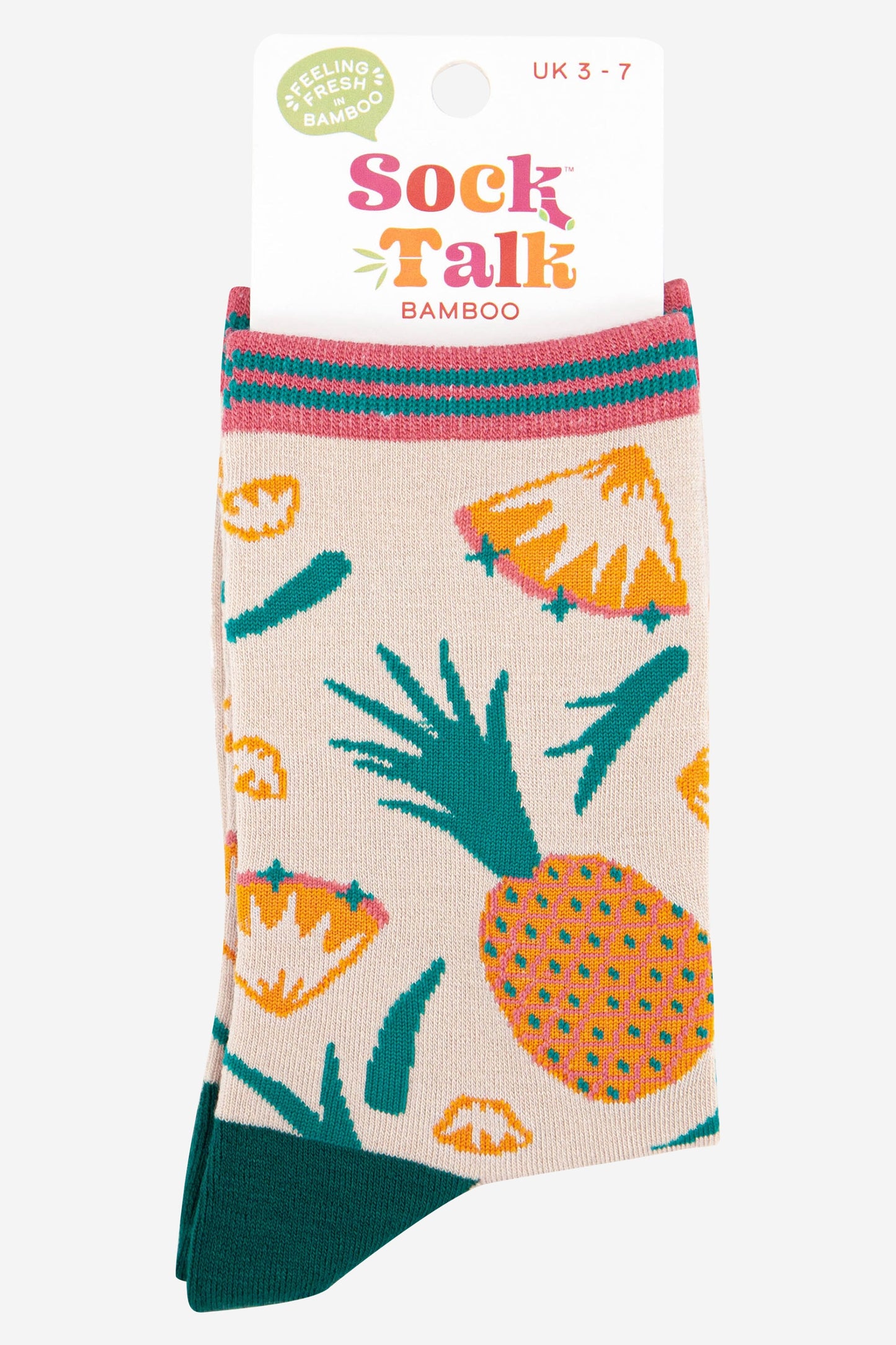 womens pineapple fruit bamboo ankle socks uk size 3-7