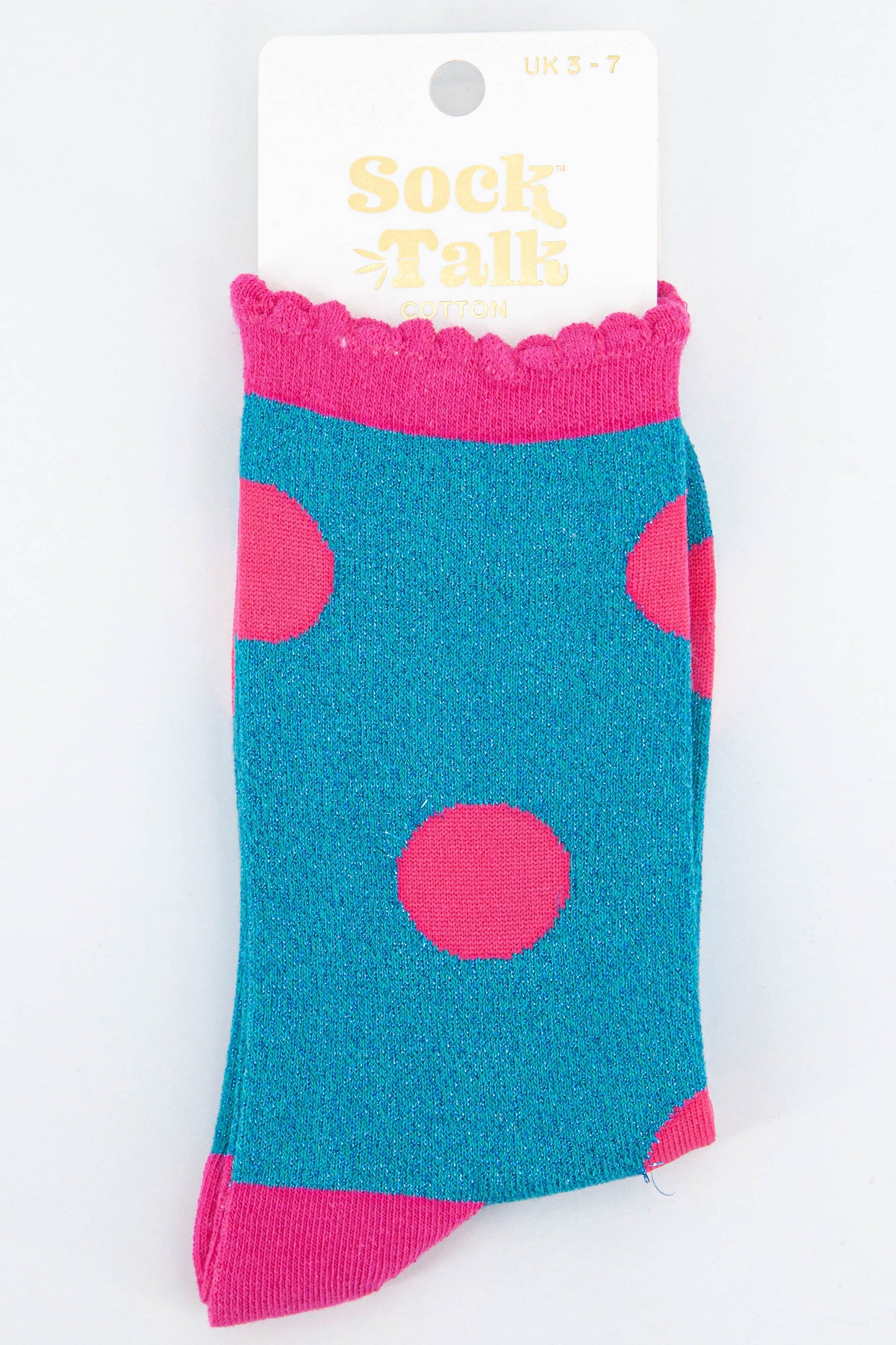 womens pink polka dot turquoise glitter socks uk size 3-7