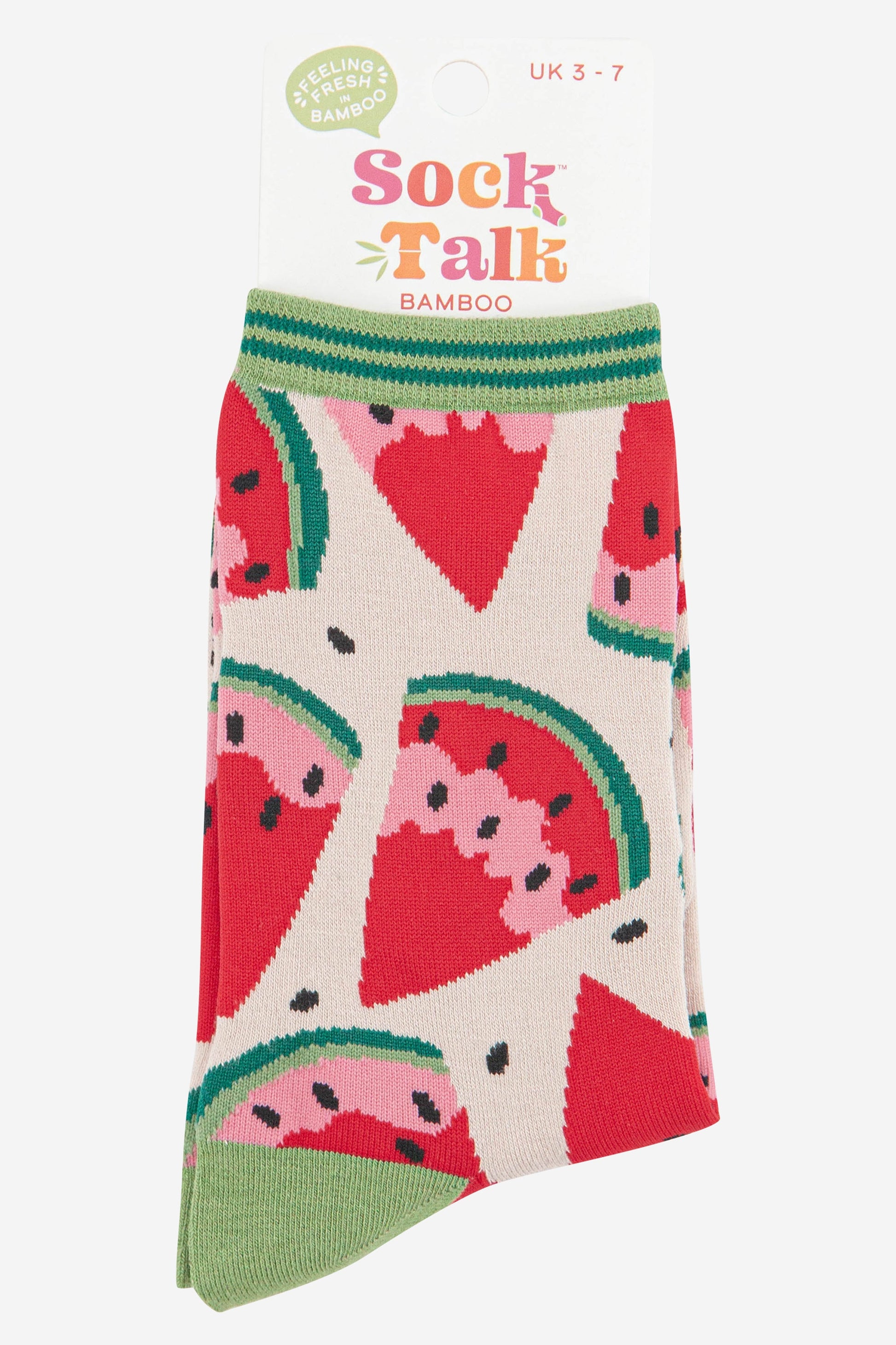 womens watermelon bamboo socks uk size 3-7