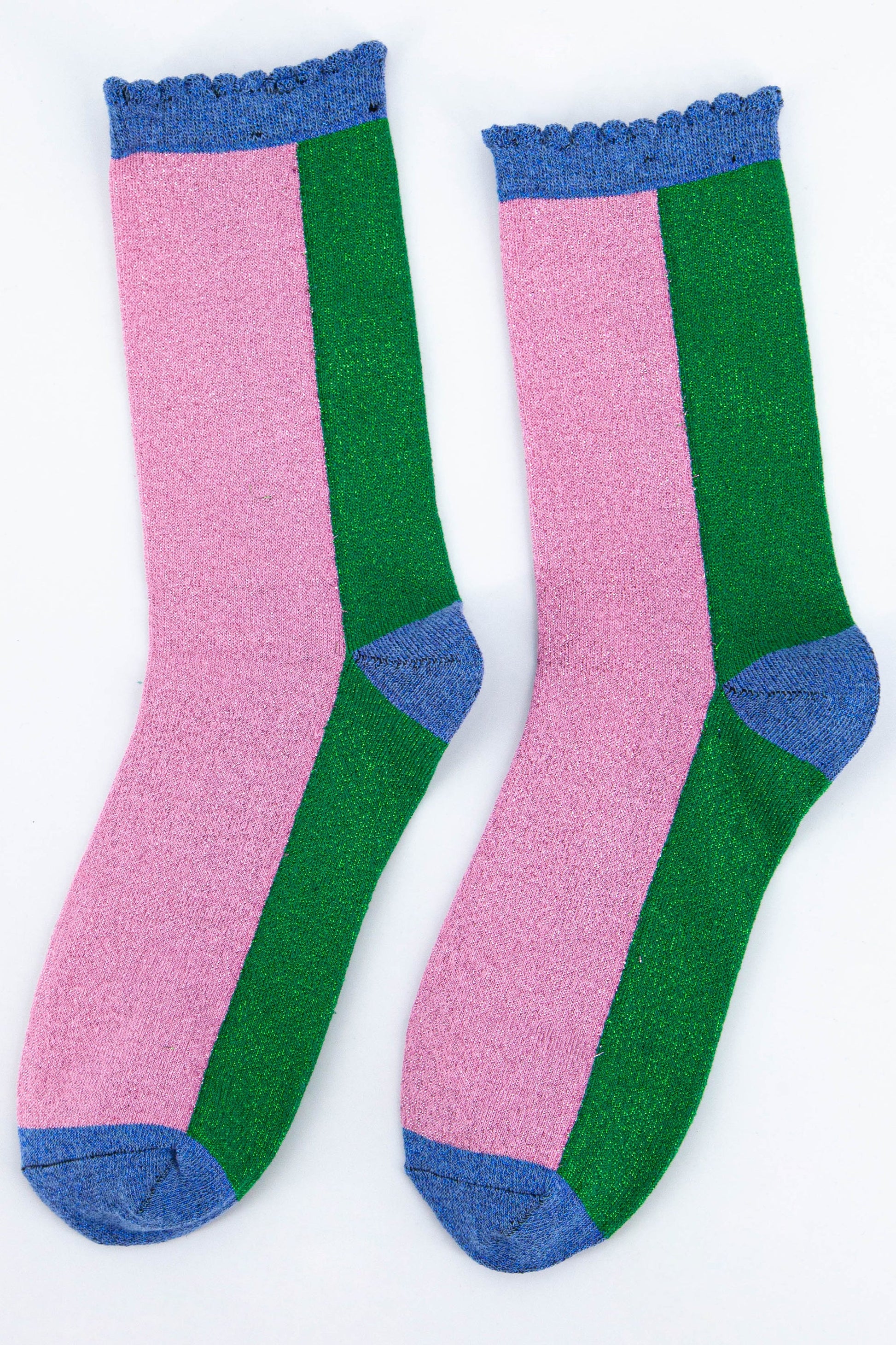 pink and green ladies glitter socks 