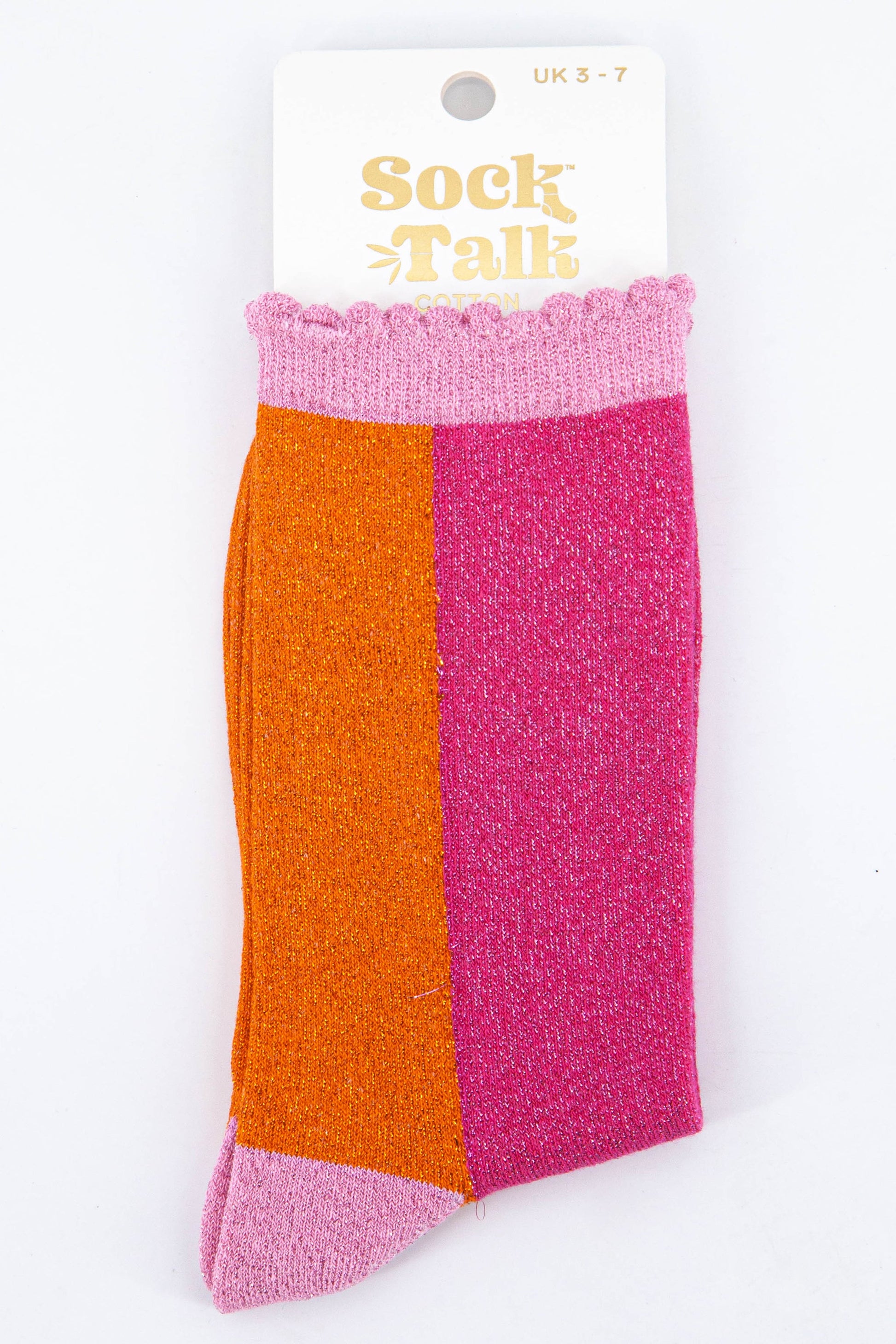pink and orange shimmery glitter socks uk size 3-7