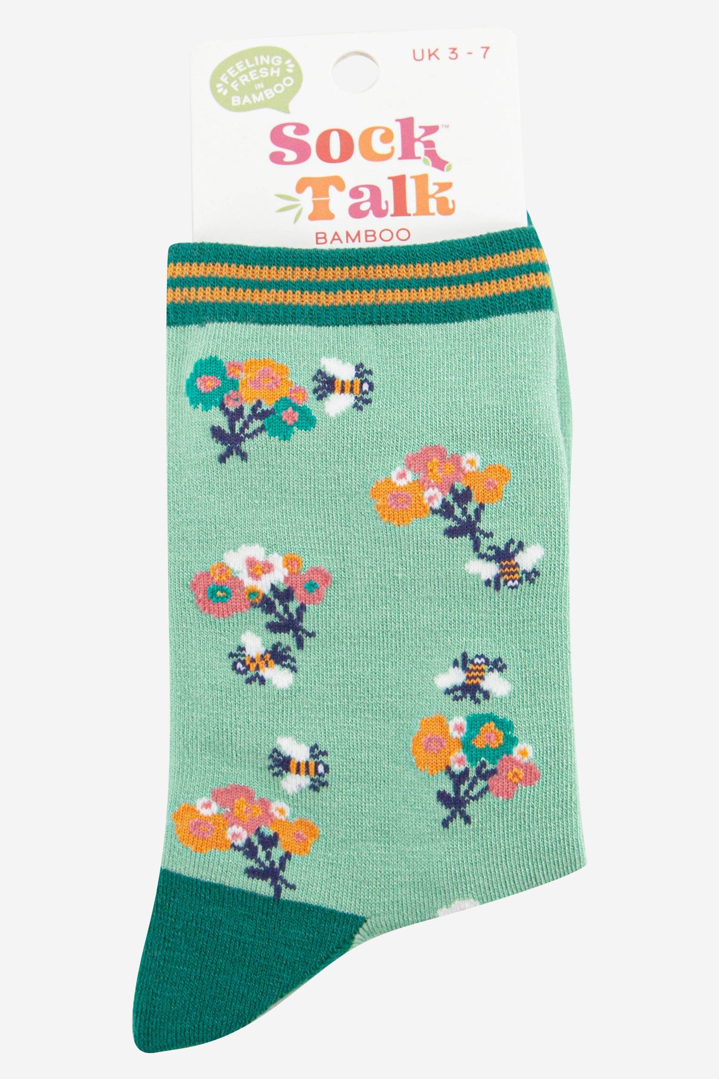 womens floral bee bamboo ankle socks uk size 3-7