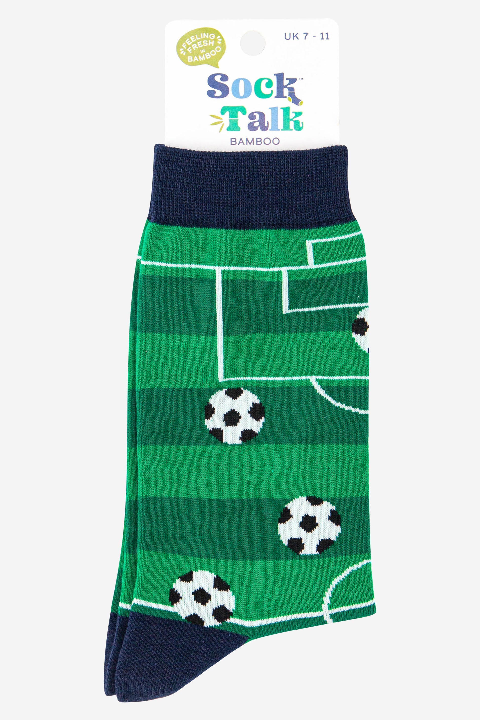 mens green football pitch bamboo socks uk size 7-11