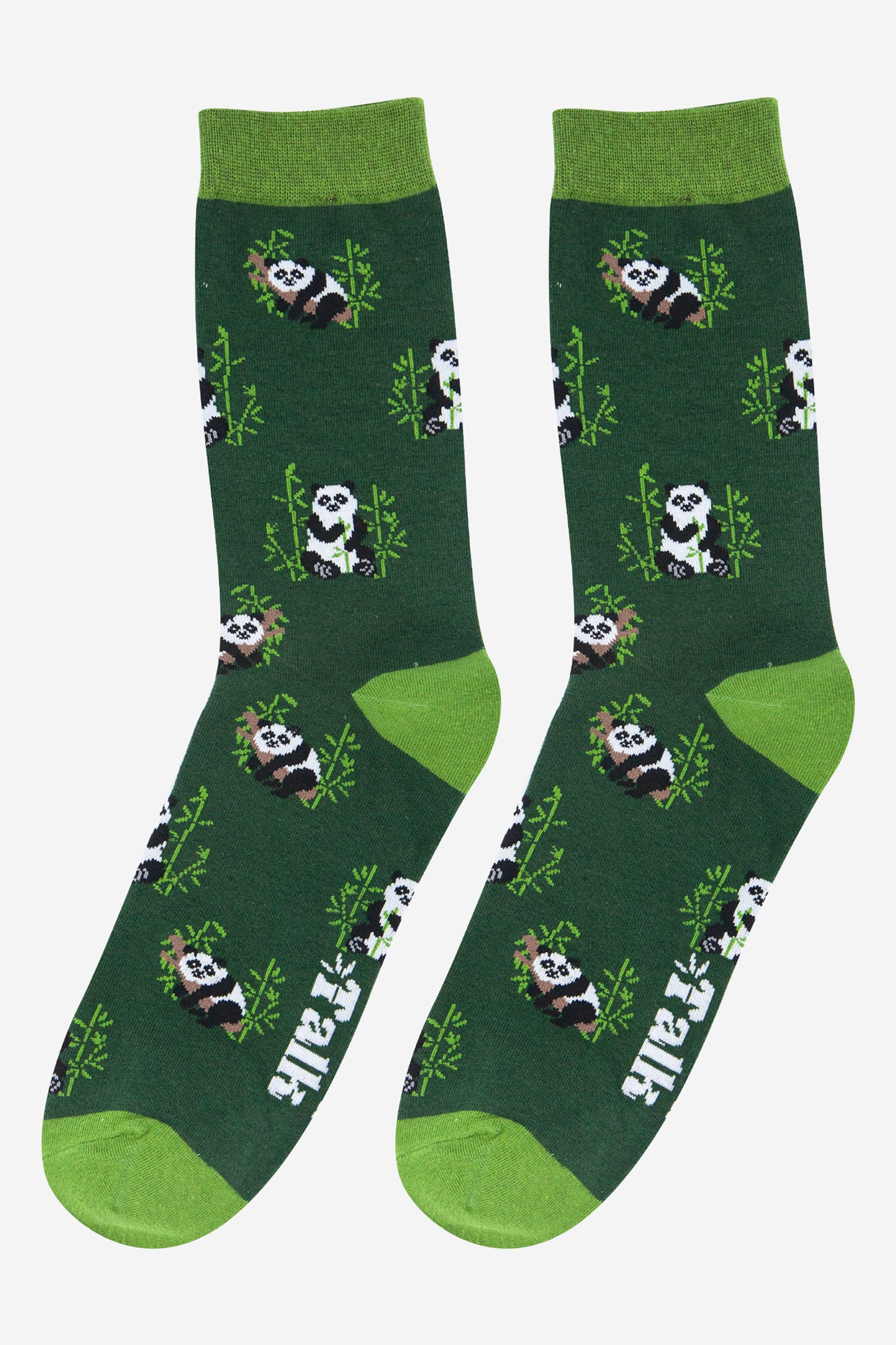 mens green panda bamboo novelty socks