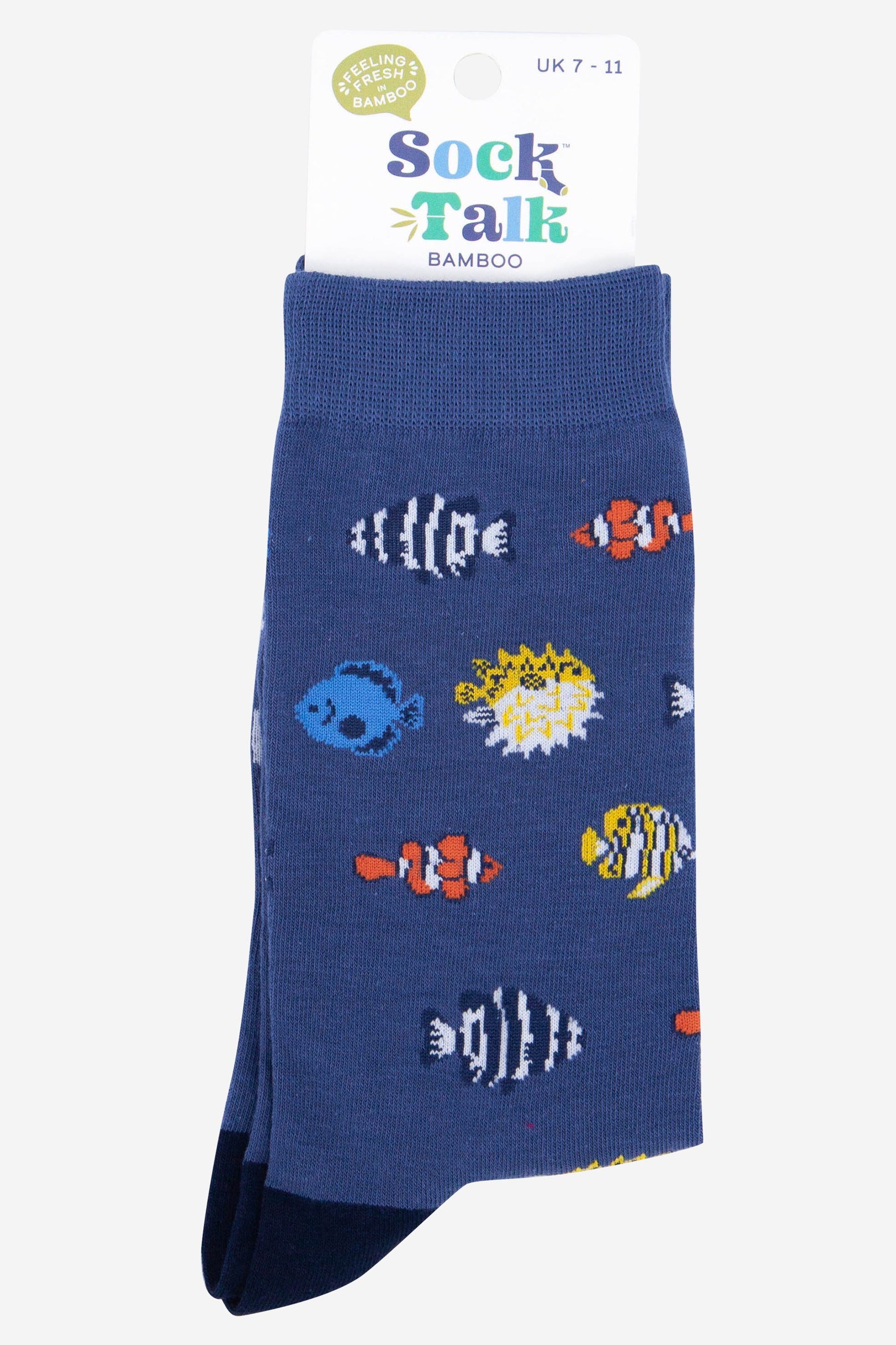 mens multicoloured tropical fish bamboo novelty socks uk size 7-11
