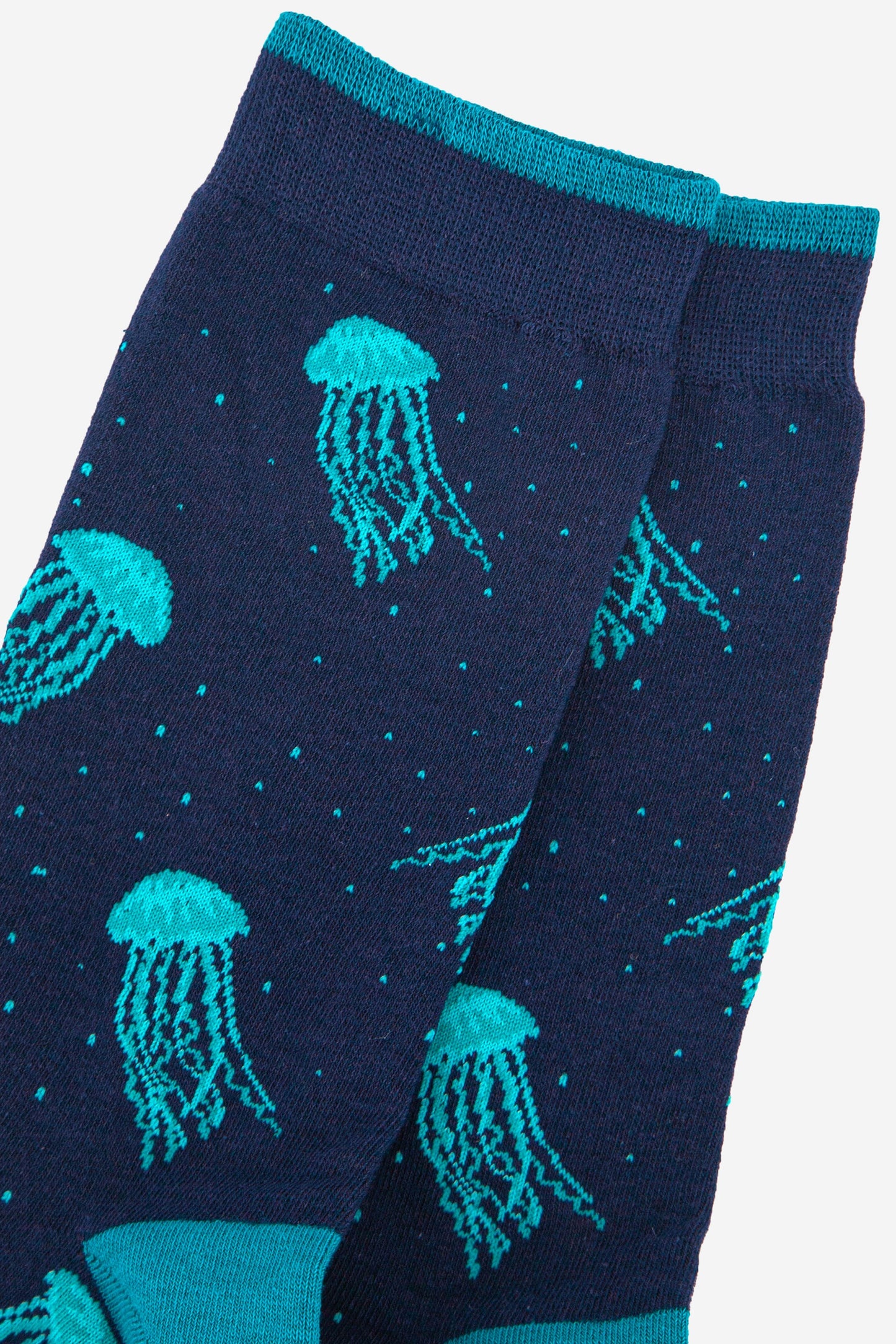 close up of the jellyfish pattern on the mens bamboo socks