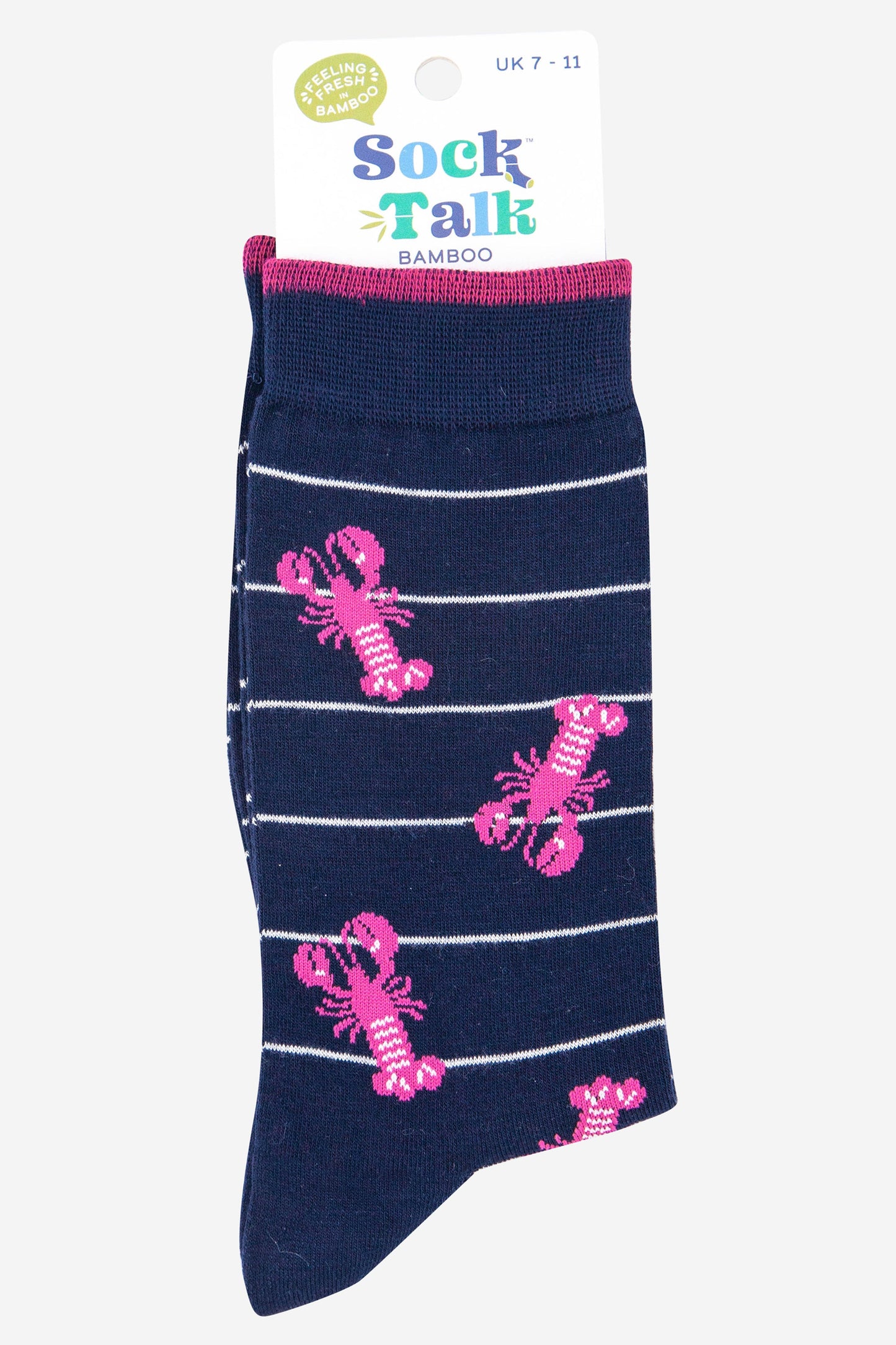 mens navy blue lobster print bamboo socks uk size 7-11