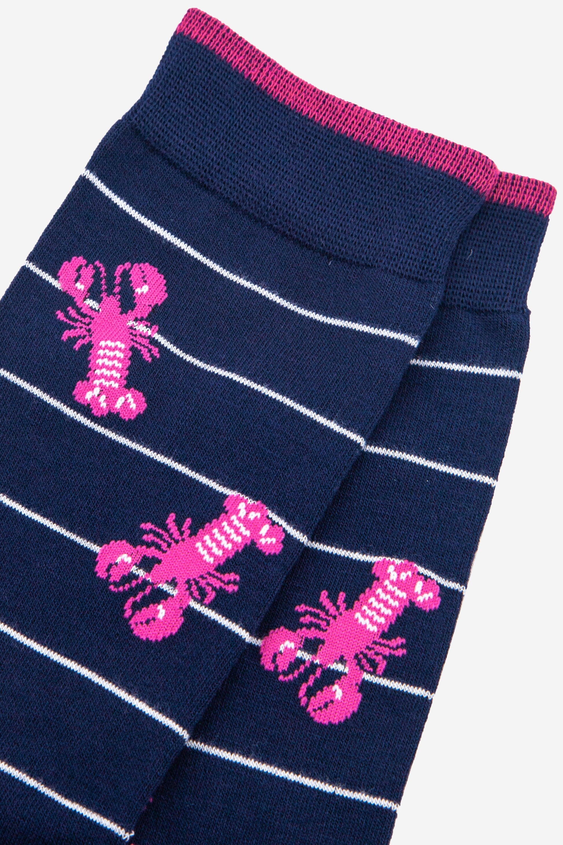 close up of the pink lobster print pattern