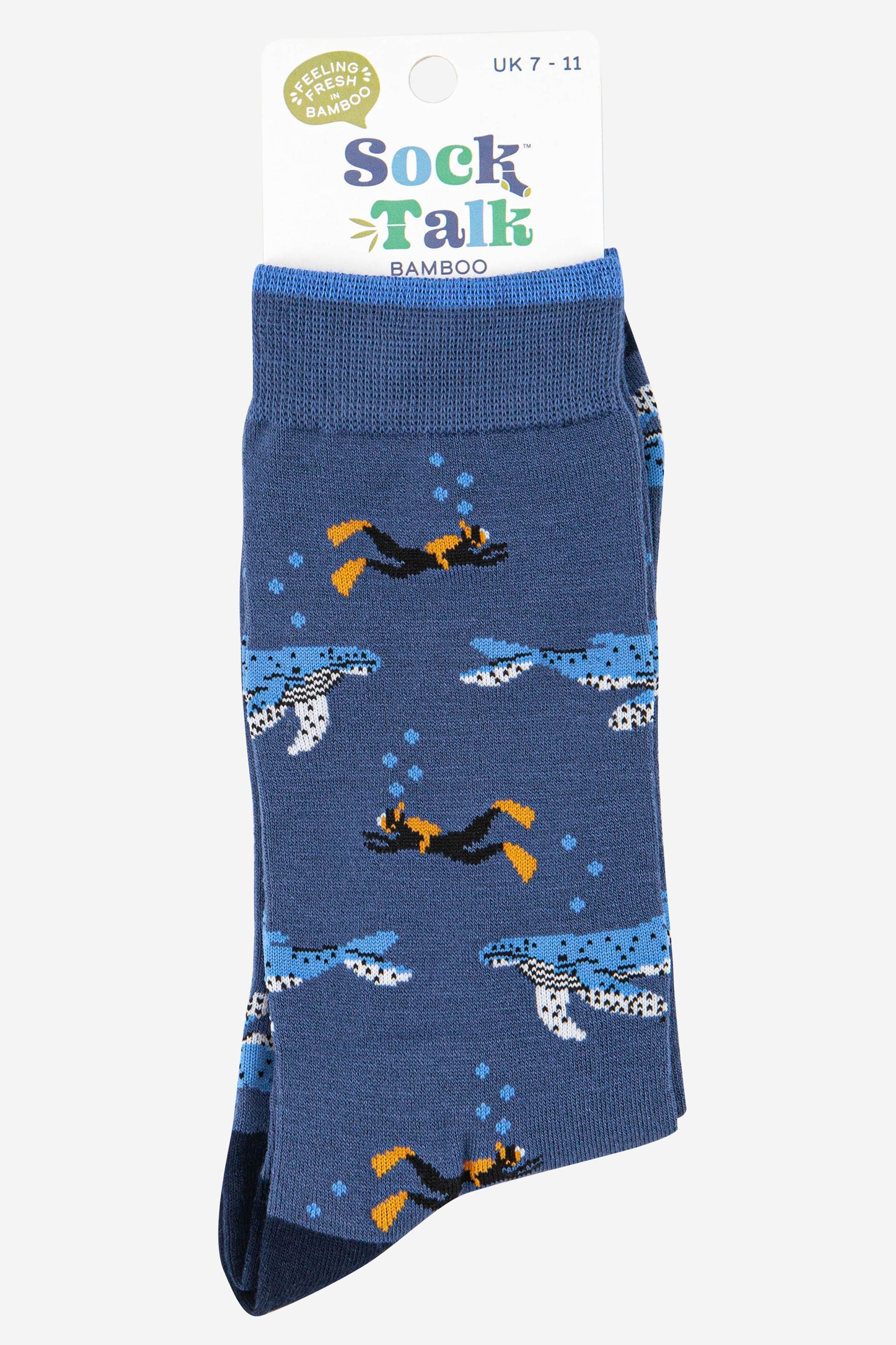 mens bamboo whale and diver bamboo socks uk size 7-11