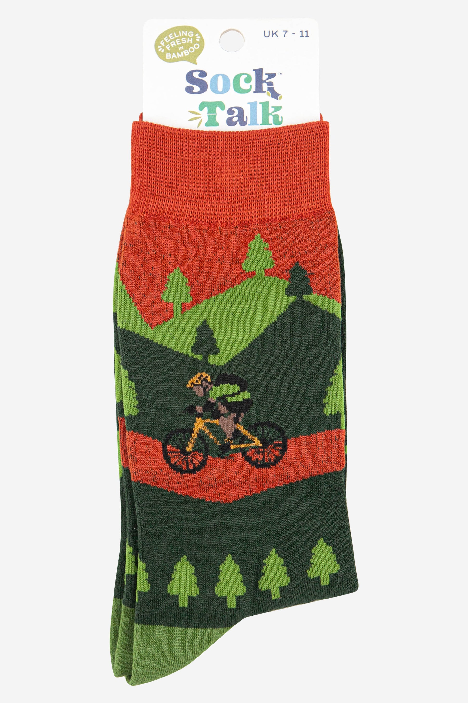mens mountain bike forest print bamboo socks uk size 7-11