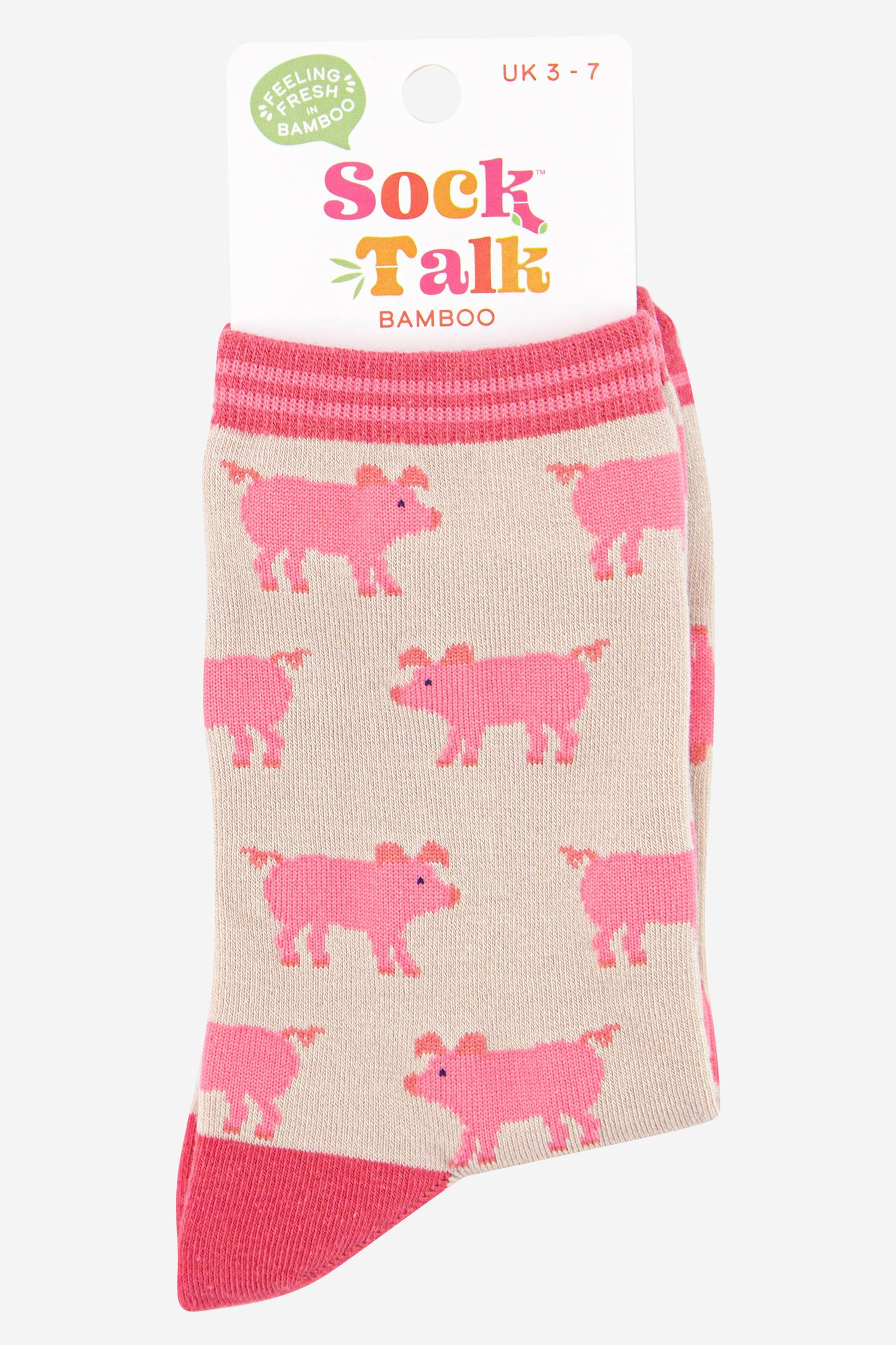 womens pink pig ankle socks uk size 3-7
