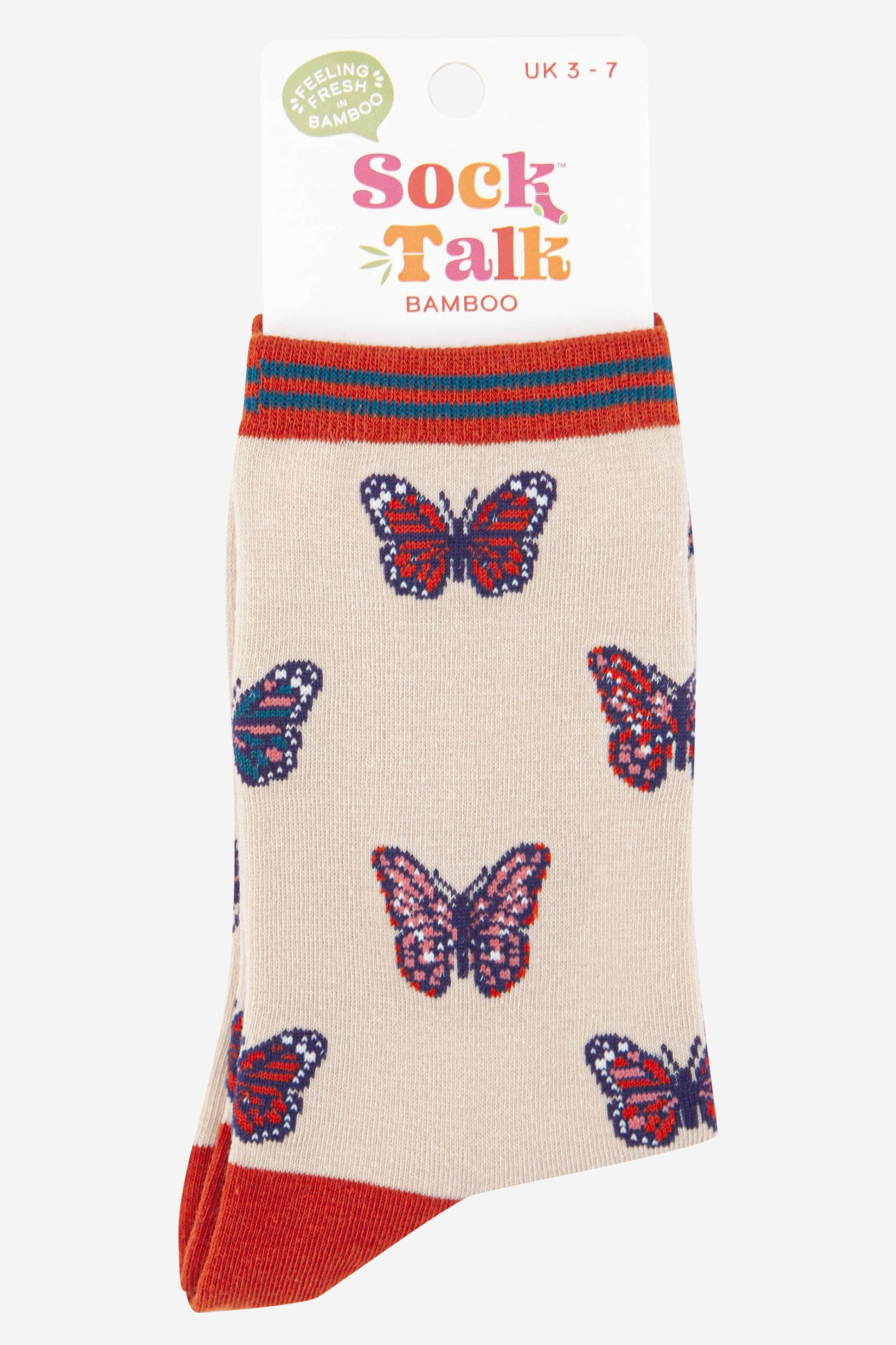 womens butterfly pattern bamboo ankle socks uk size 3-7