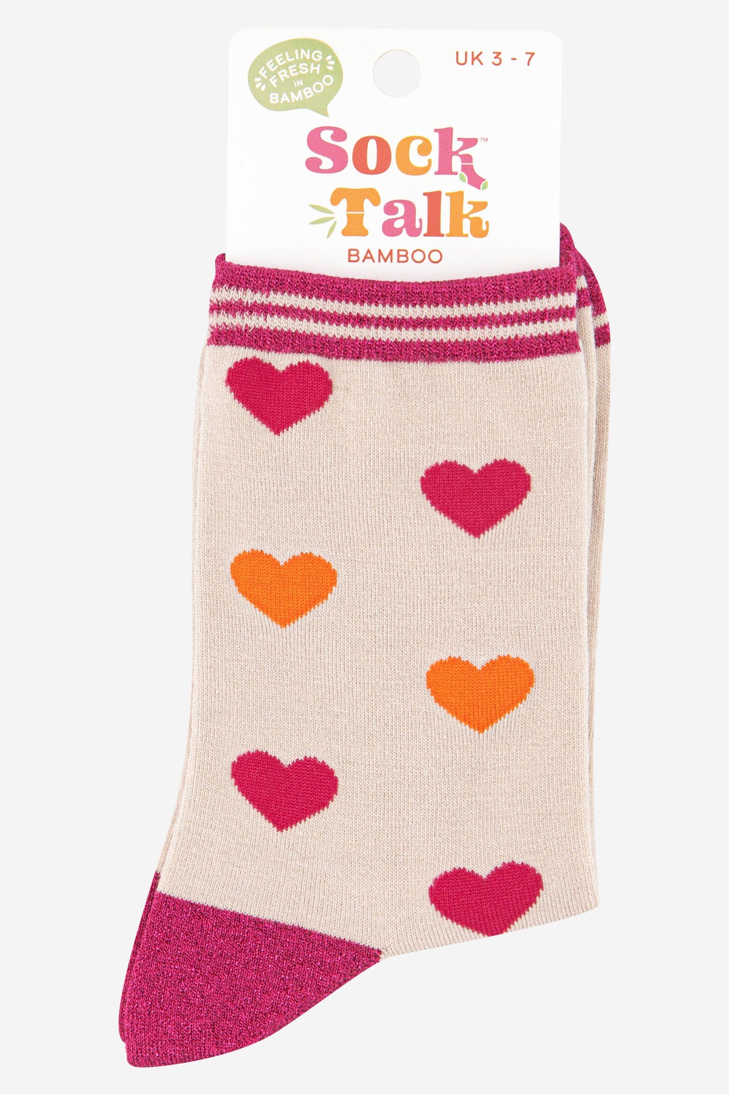 women's glitter love heart bamboo socks