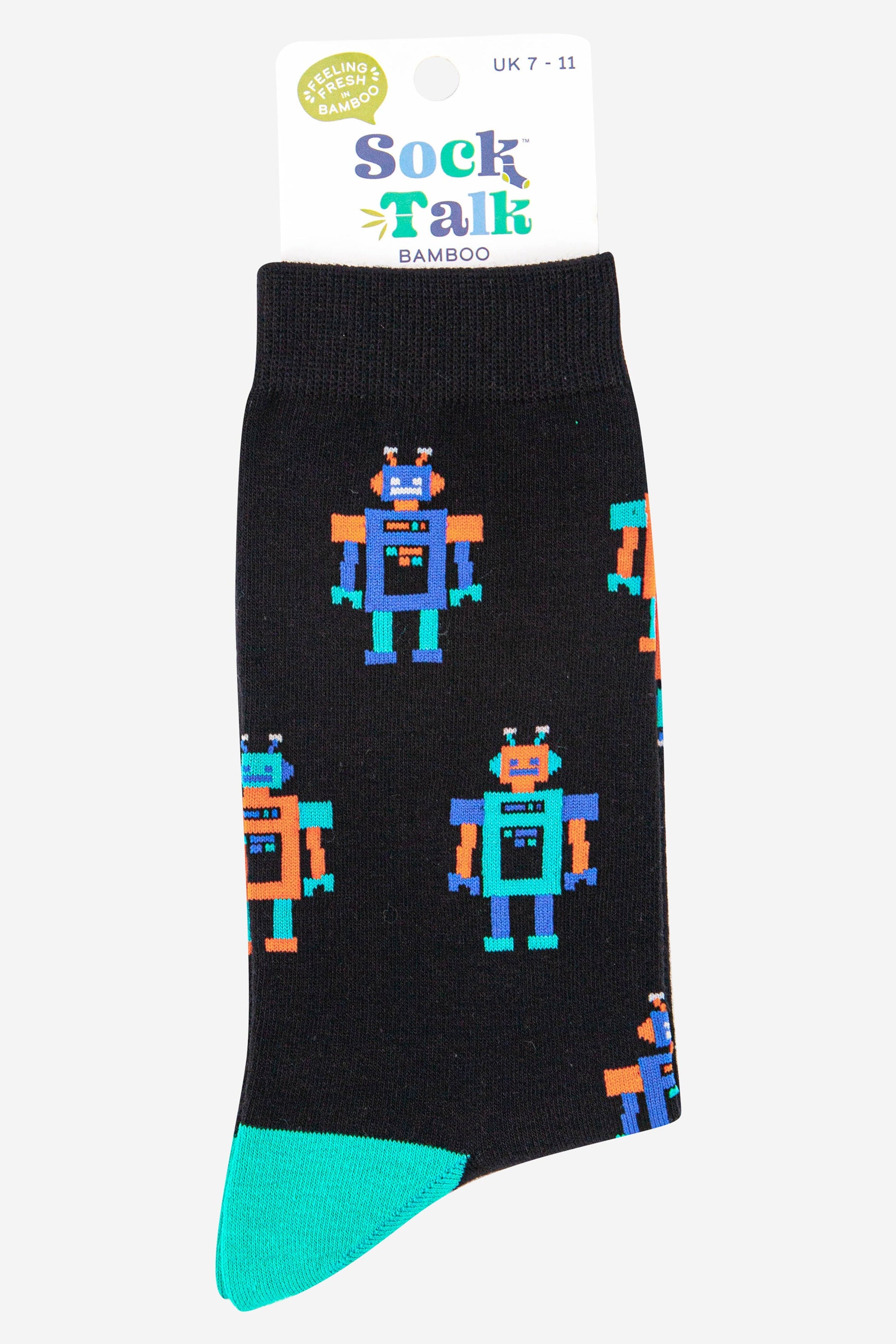 mens black robot socks uk size 7-11