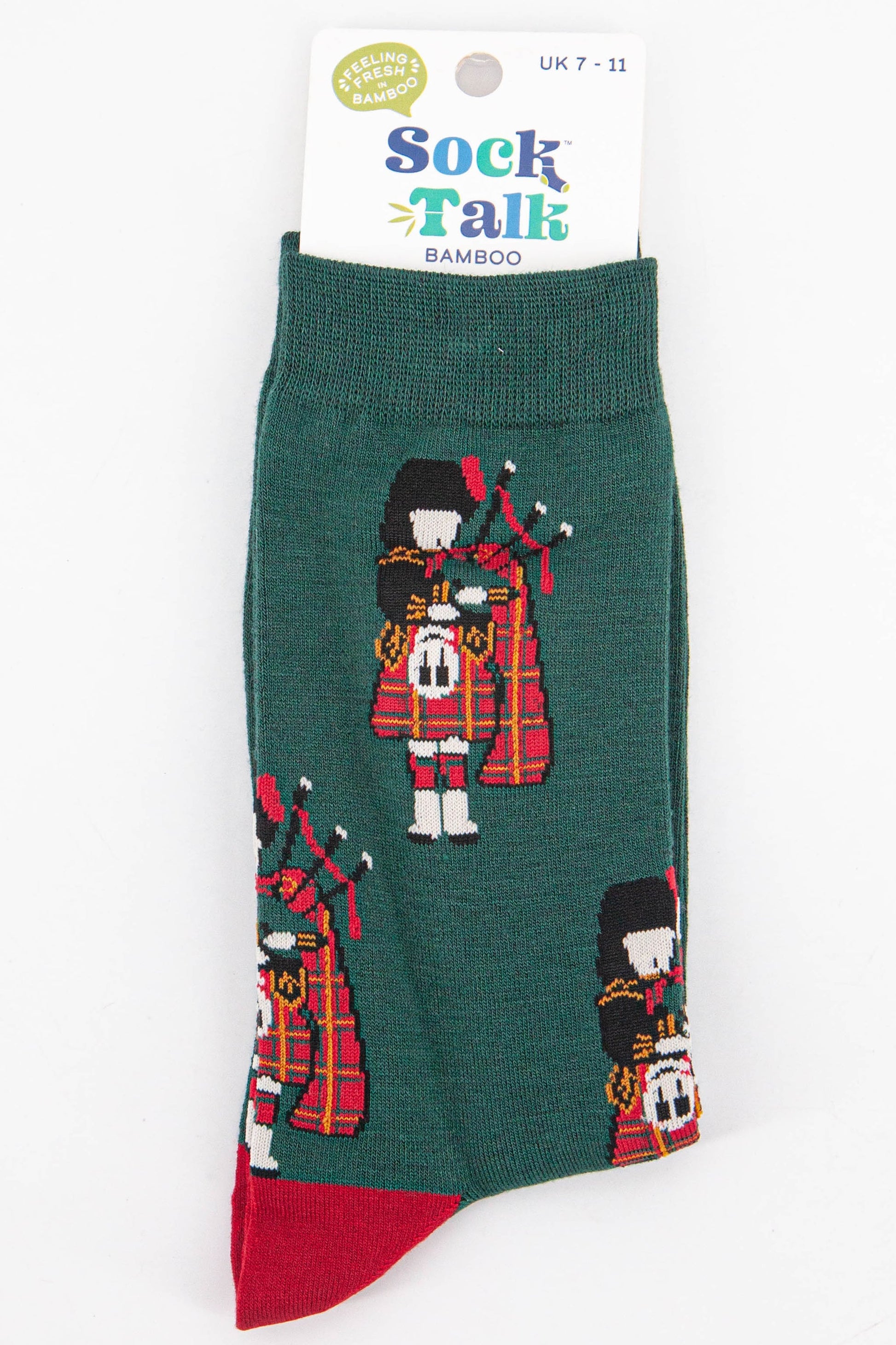 mens scottish piper dress socks in green and red