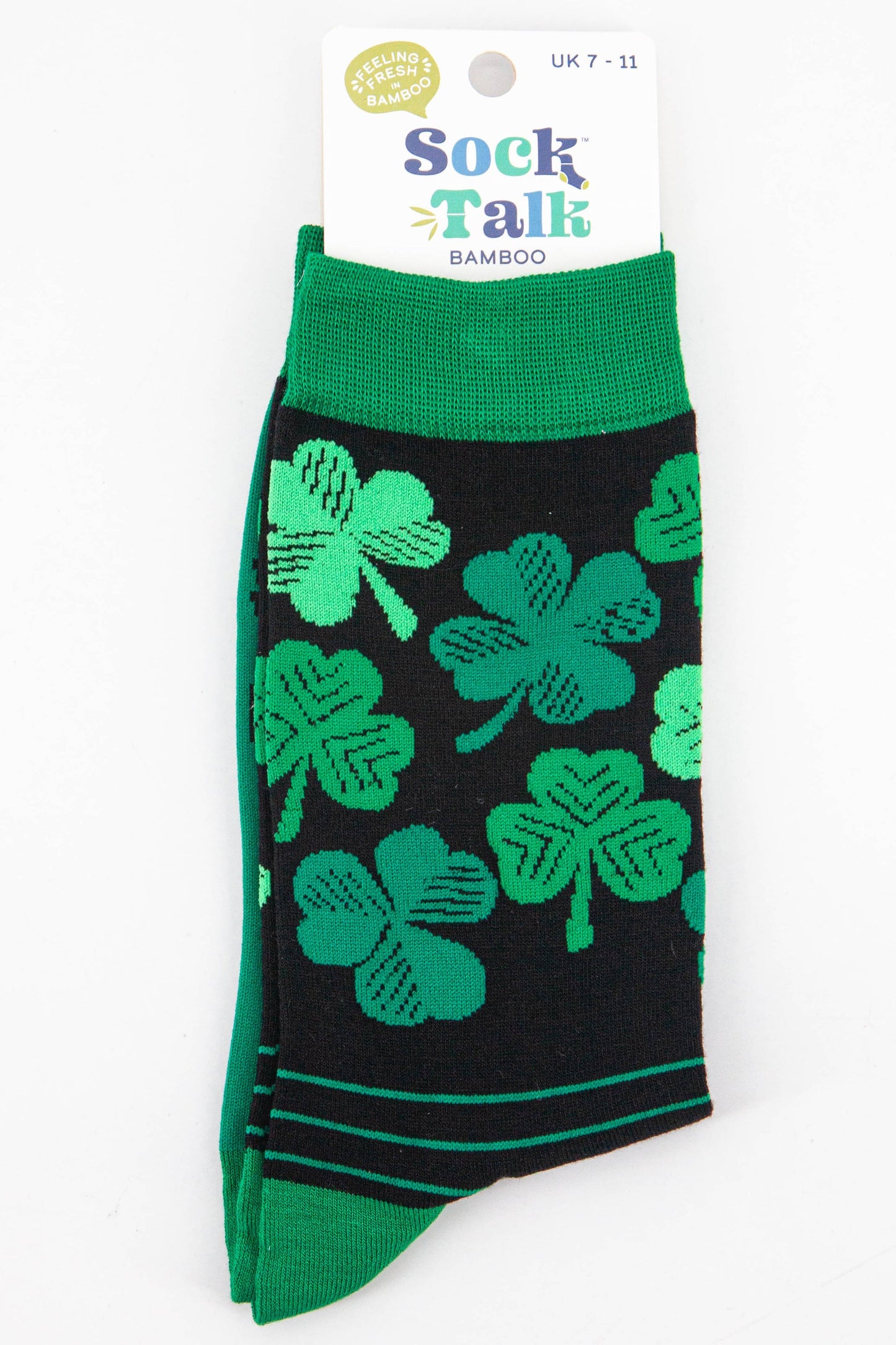 mens bamboo socks uk size 7-11 featuring an Irish shamrock pattern