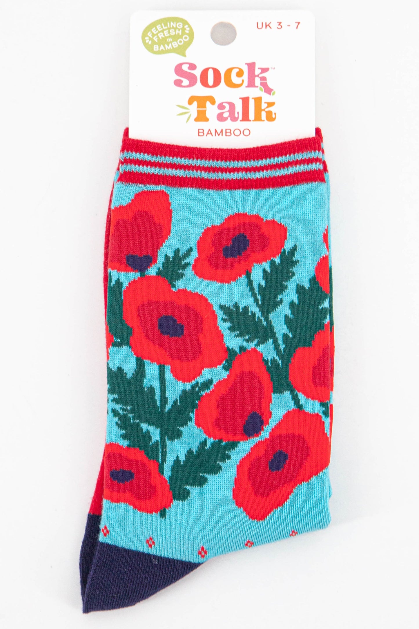 womens red poppy ankle socks uk size 3-7