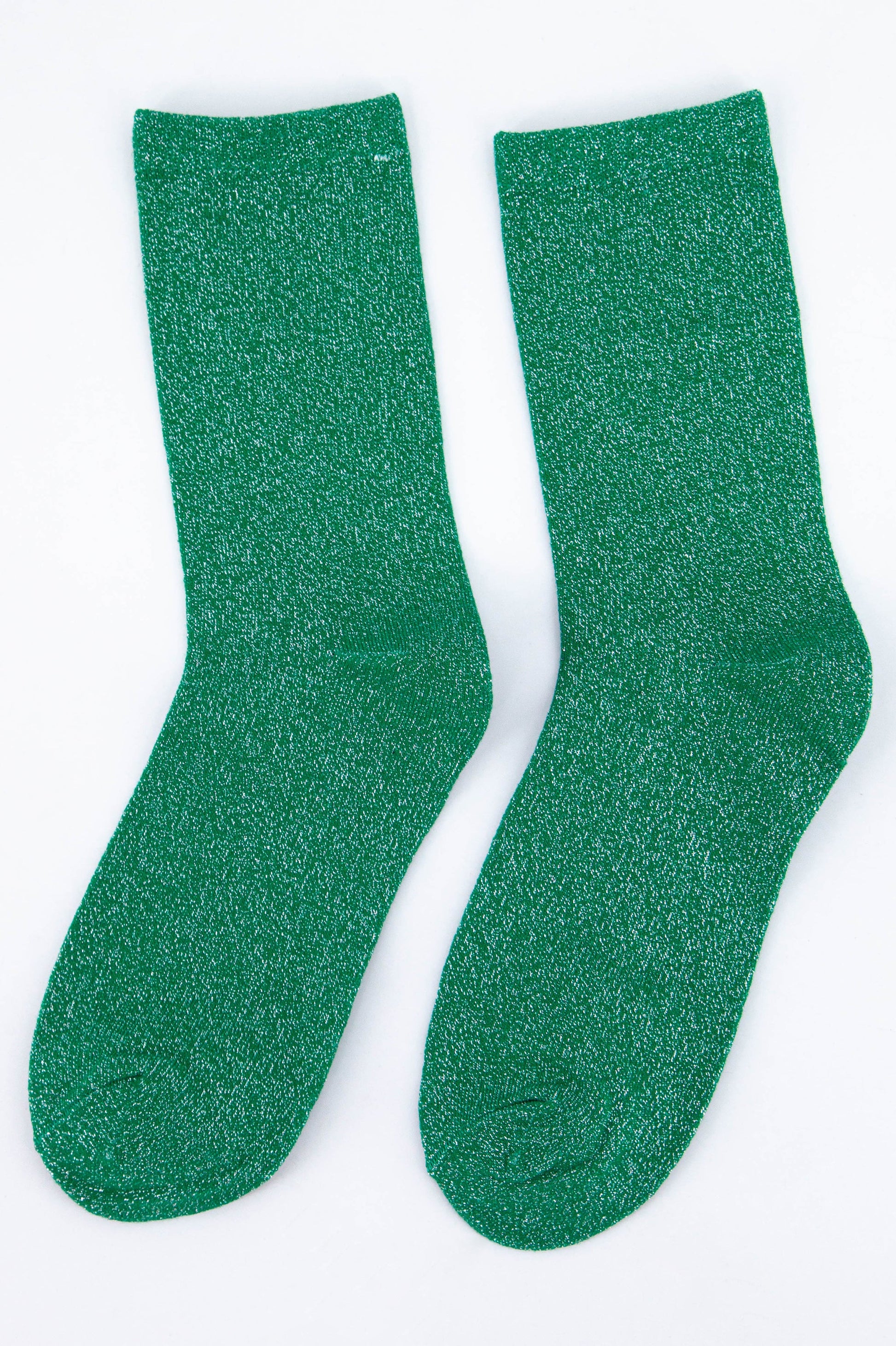 womens green sparkly glitter cotton ankle socks