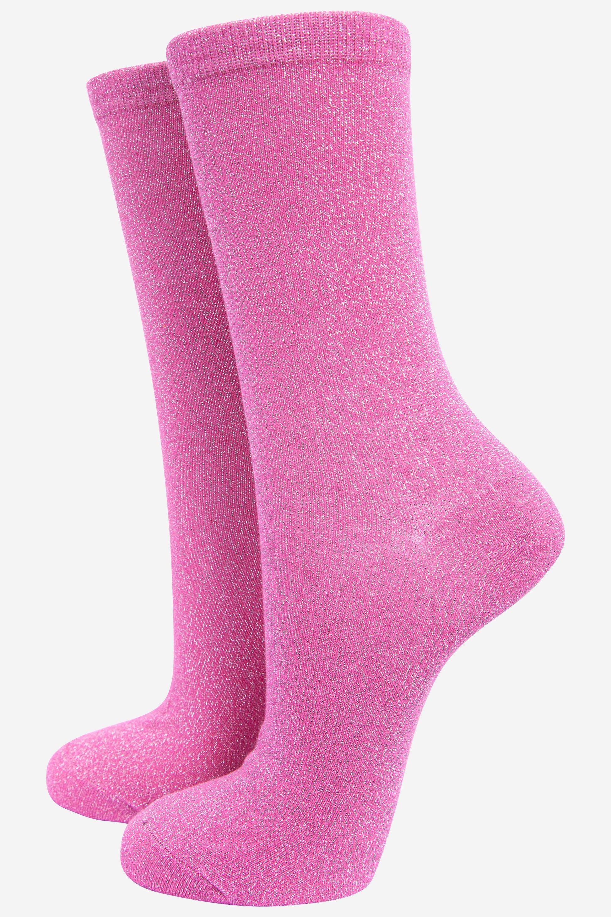 pink sparkly glitter ankle socks made with cotton 