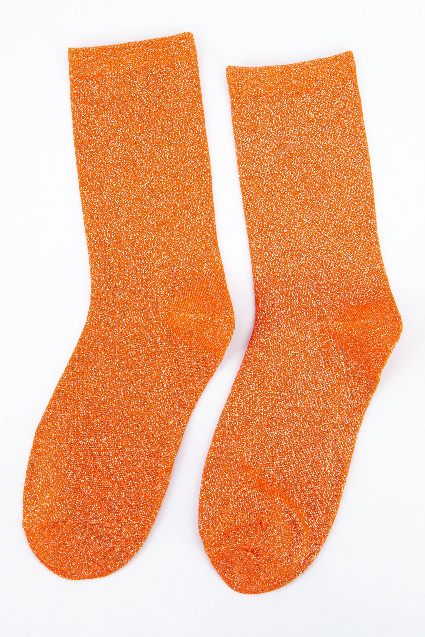womens orange cotton glitter ankle socks 