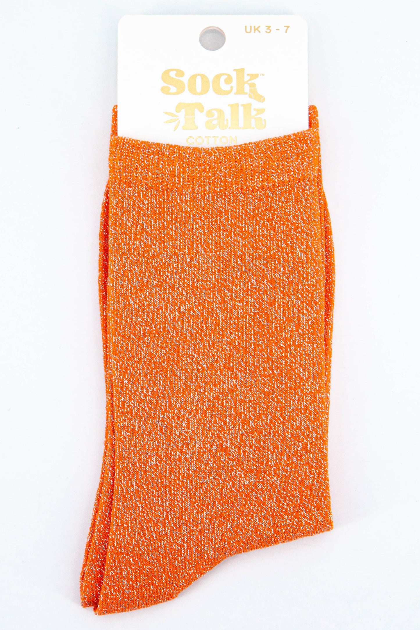 orange glitter ankle socks with an all over sparkly effect, uk size 3-7