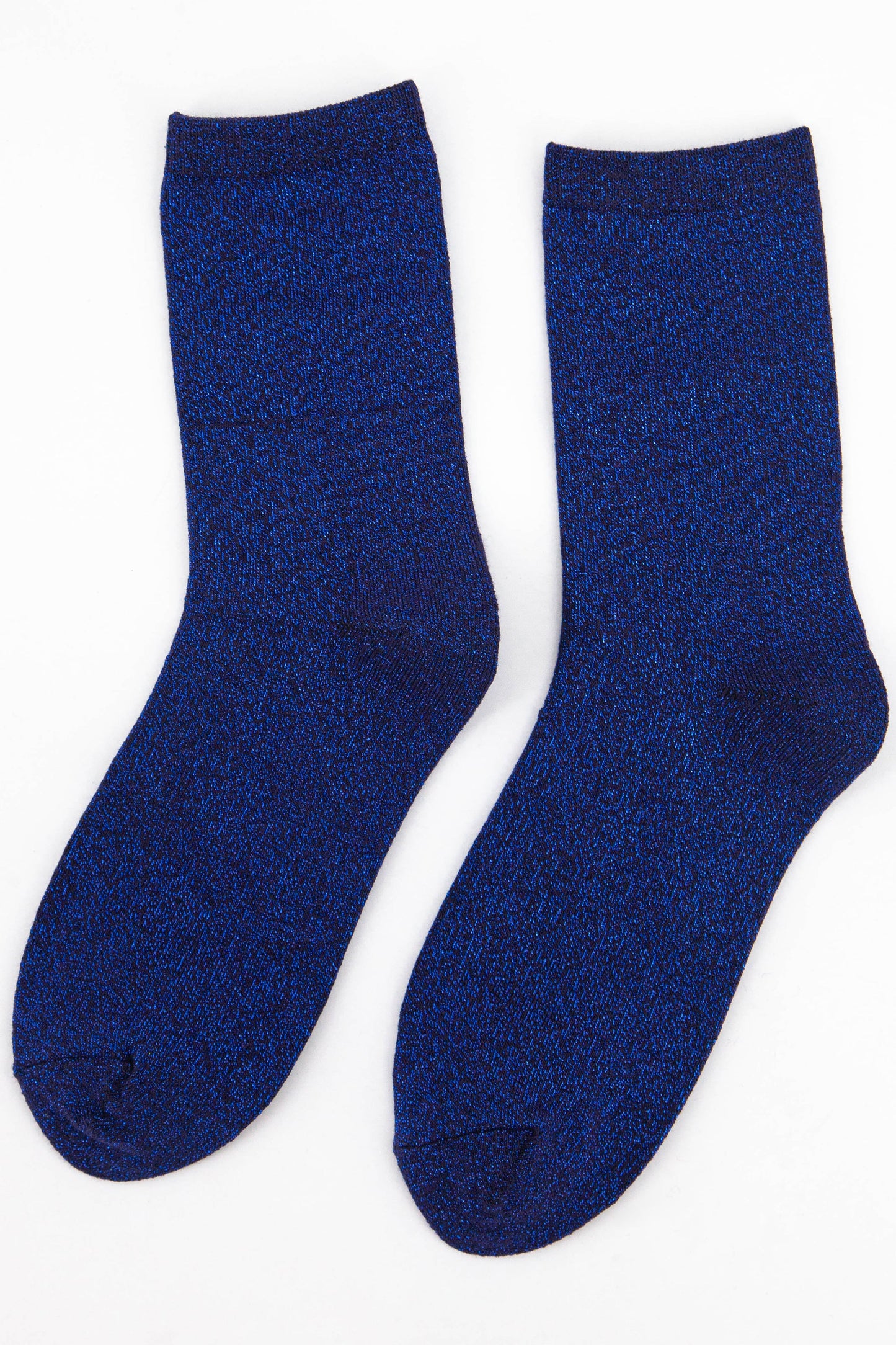 midnight blue cotton ankle socks with an all over sparkly glitter effect