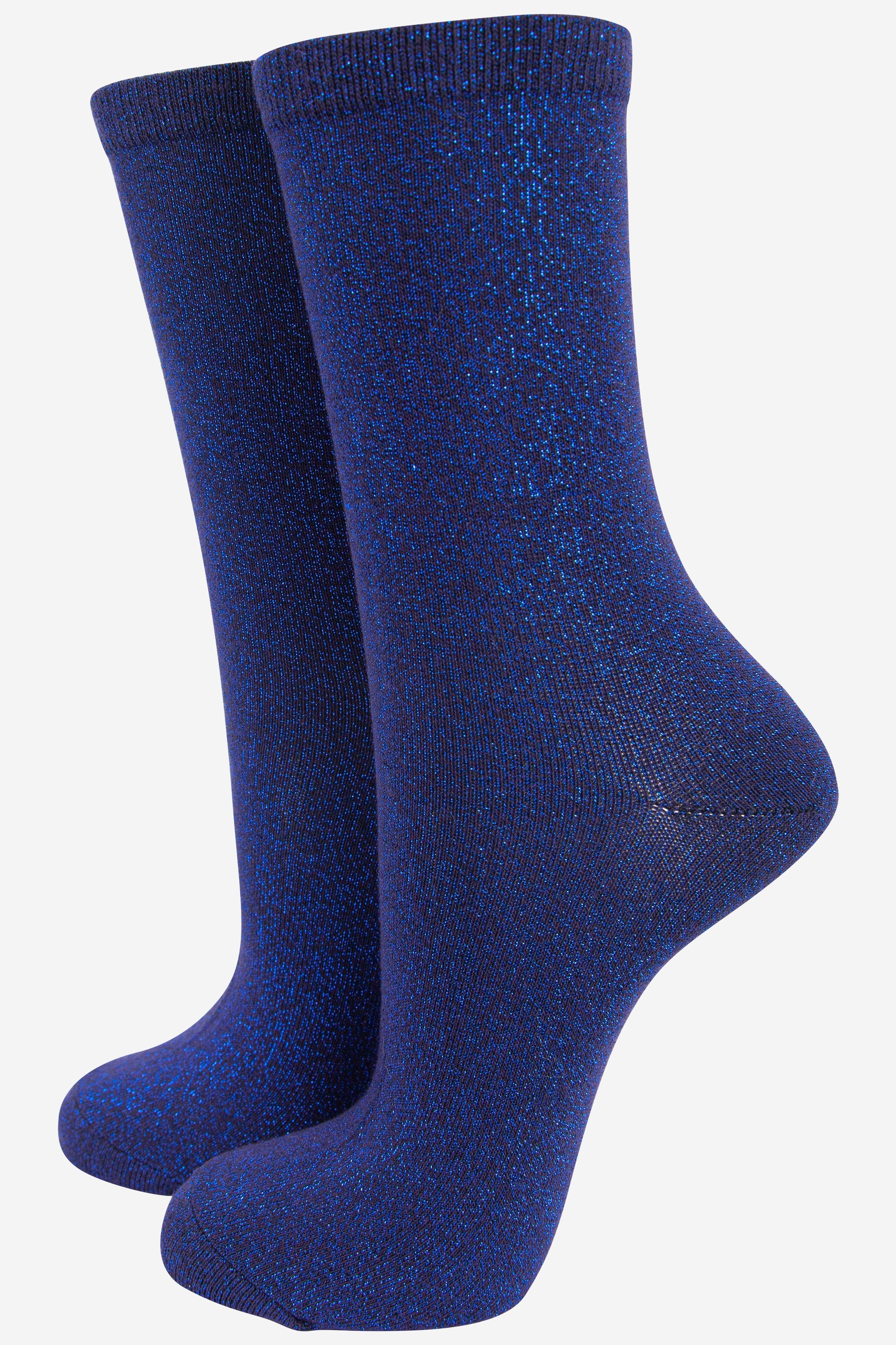 Sock Talk UK Glitter Socks Womens Sparkly Ankle Socks Blue Sparkle 3 7