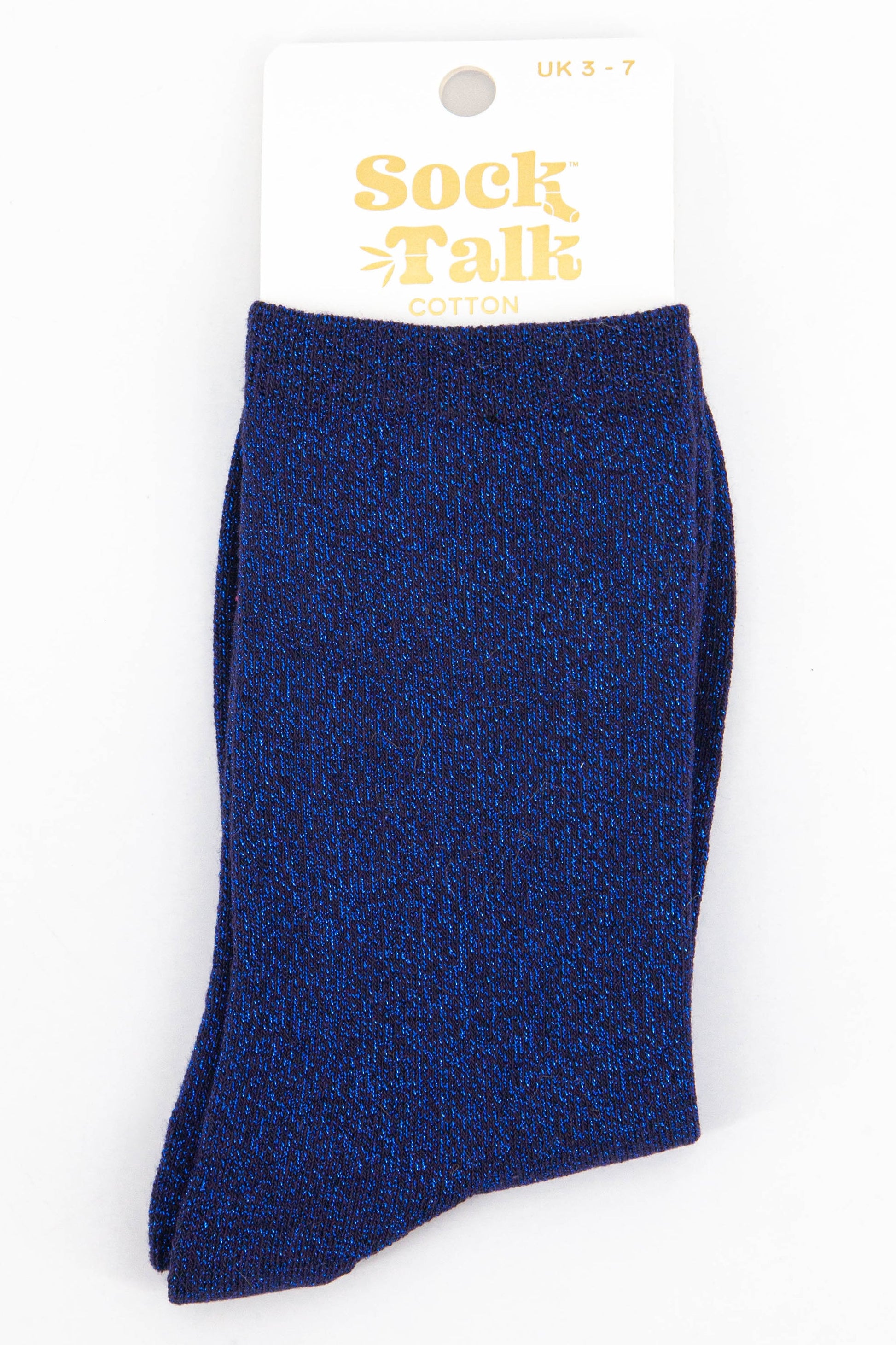 womens blue glitter cotton ankle socks uk size 3-7