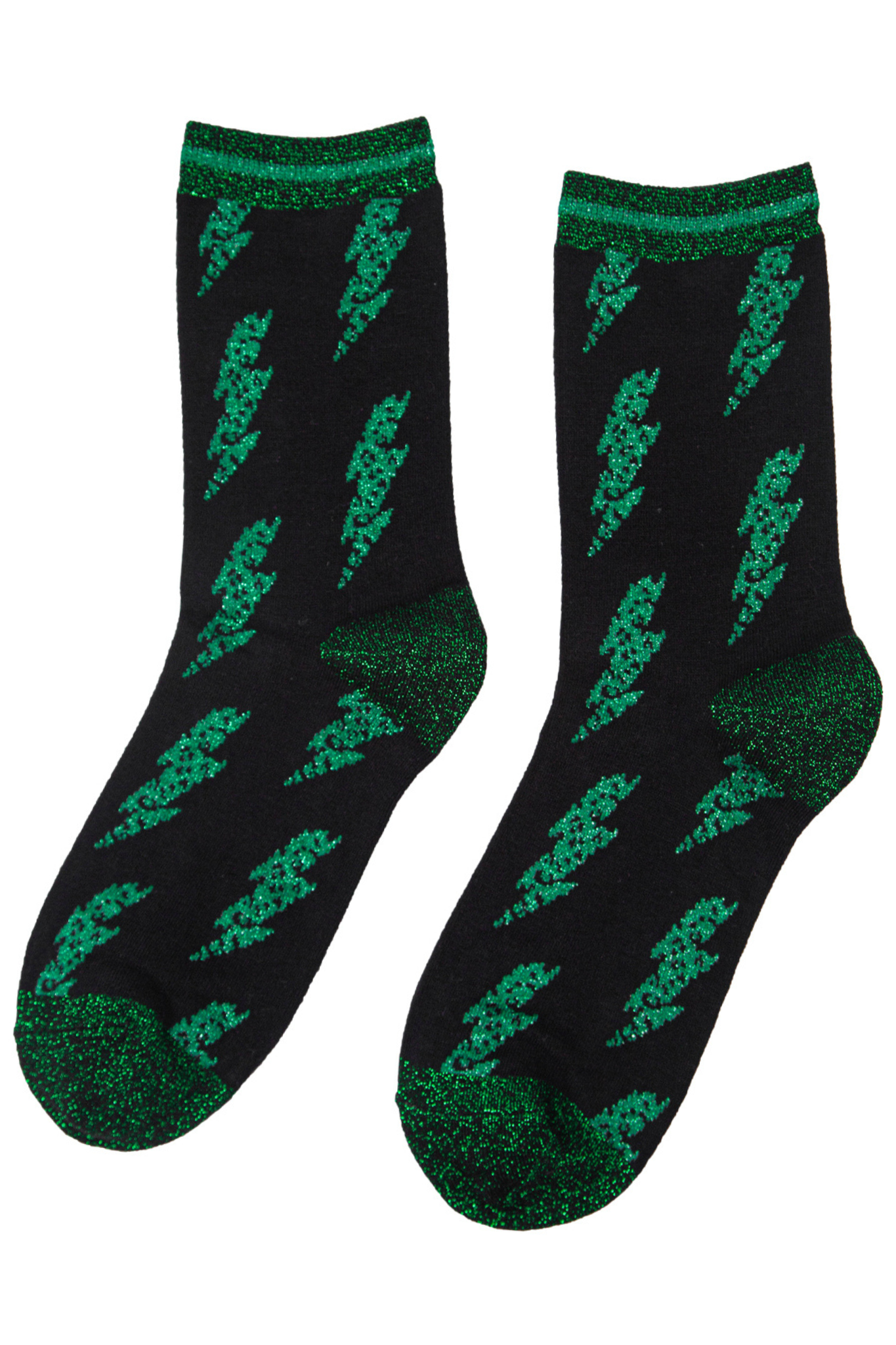 green thunder bolt print bamboo ankle socks
