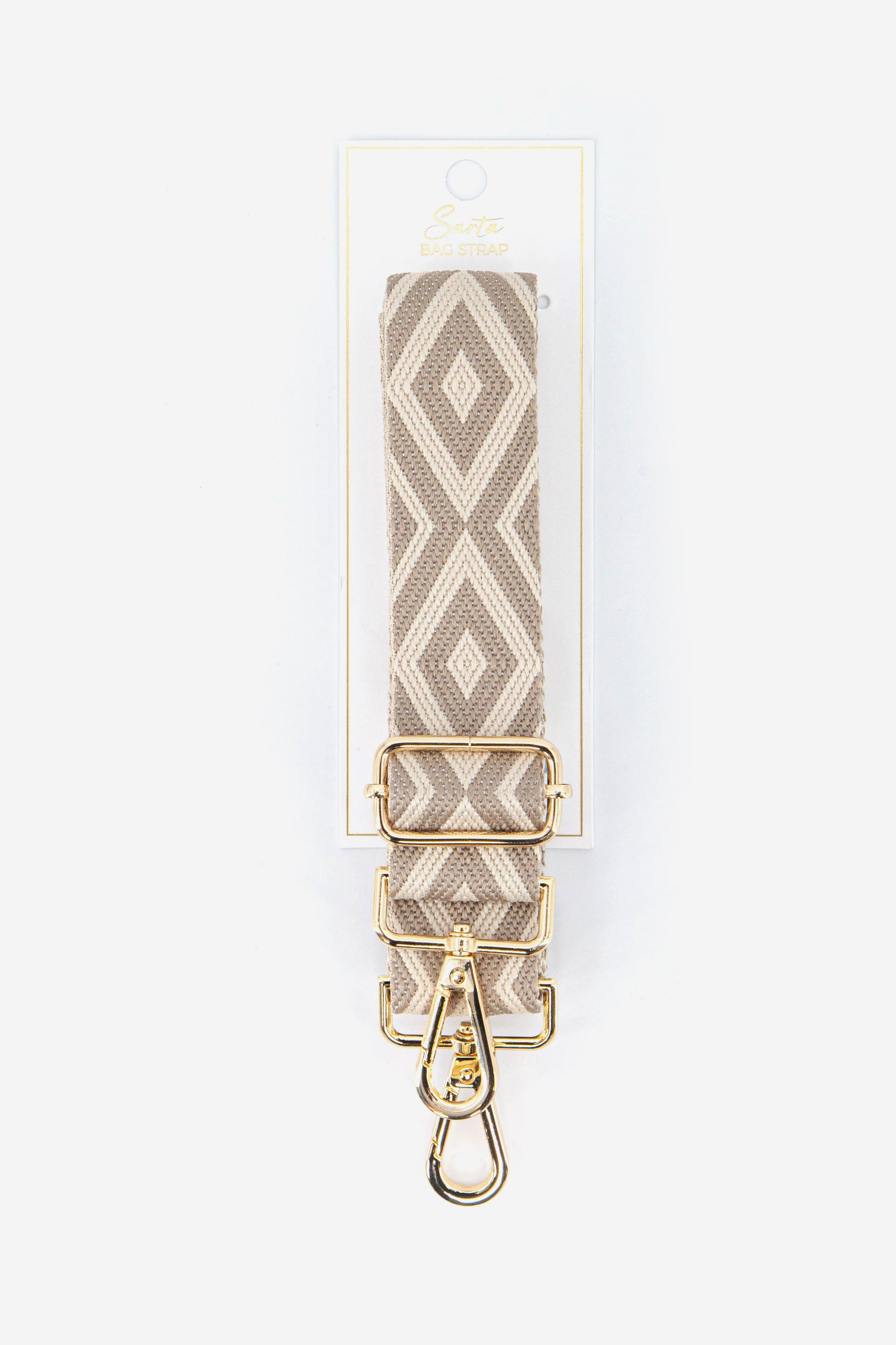 sand beige coloured ikat geometric print bag strap