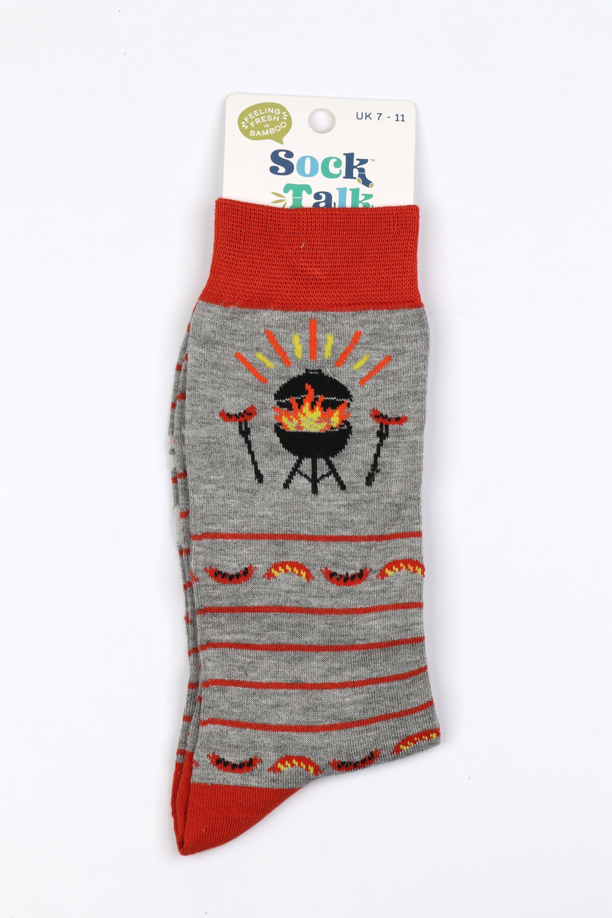 mens barbeque grill themes bamboo novelty socks in grey and orange