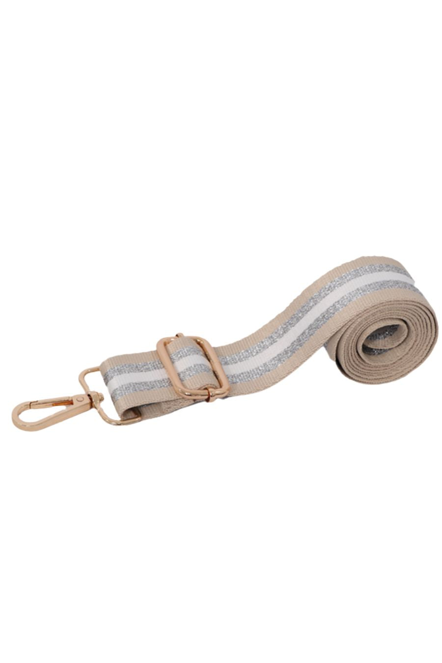 champange gold and silver glitter stripe bag strap
