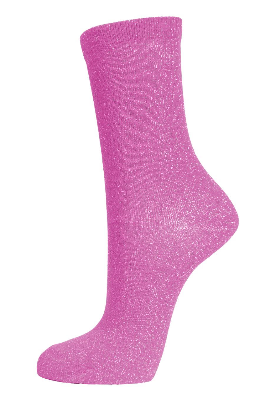 hot pink ankle socks with an all over silver glitter sparkle