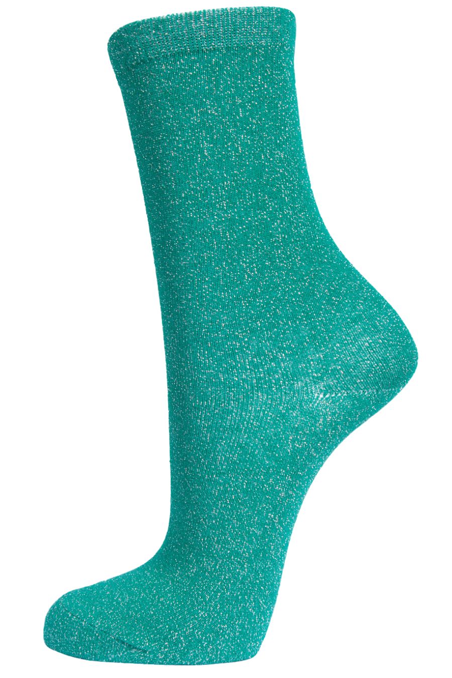 green ankle socks with all over silver glitter shimmer