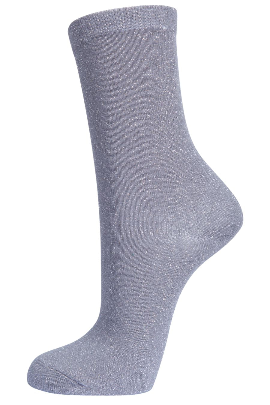 grey ankle socks with an all over silver glitter sparkle