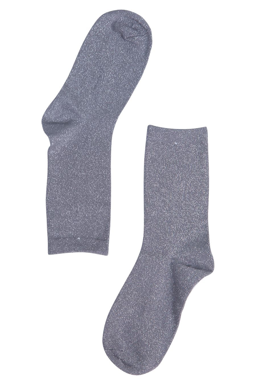 grey and silver glitter ankle socks