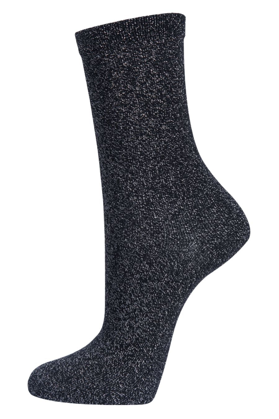 black ankle socks with all over silver glitter effect