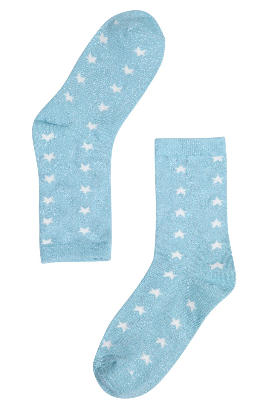 blue and silver glitter sparkly ankle socks with an all over star print