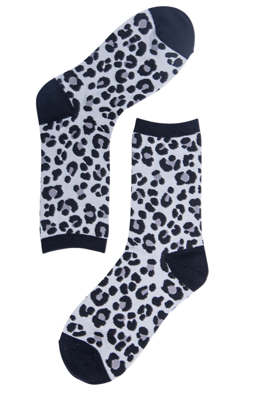 leopard print bamboo socks in grey and black